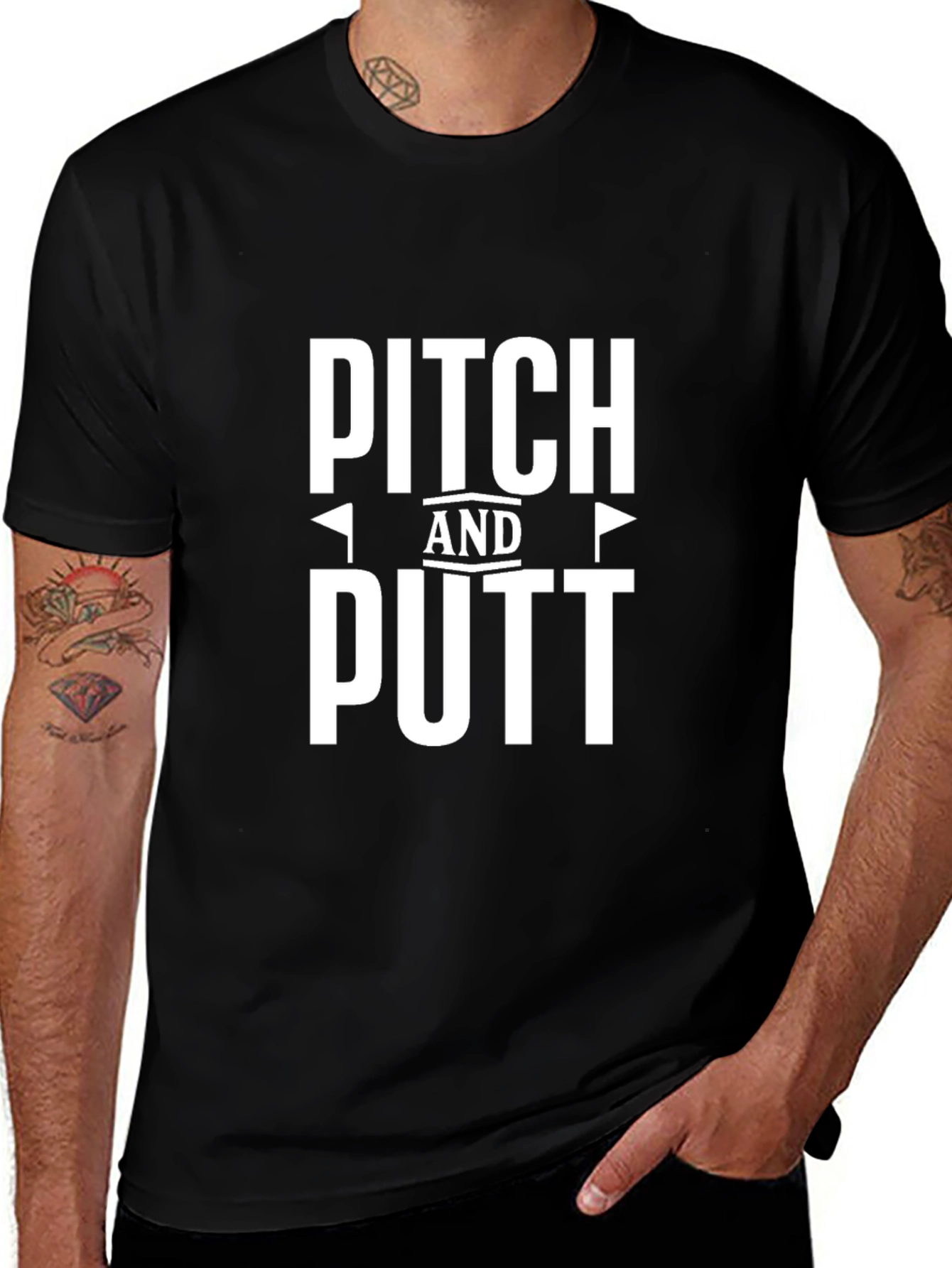 Pitch and Putt Golf Tee - Black Cotton Blend