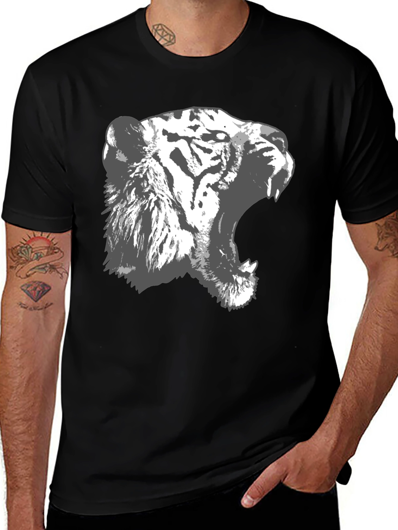Roaring Tiger Graphic Black T-Shirt
