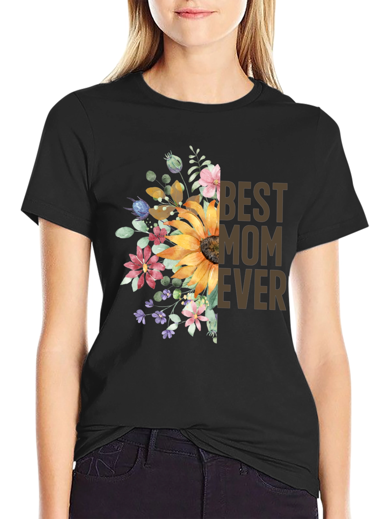 Best Mom Ever Floral Graphic Tee