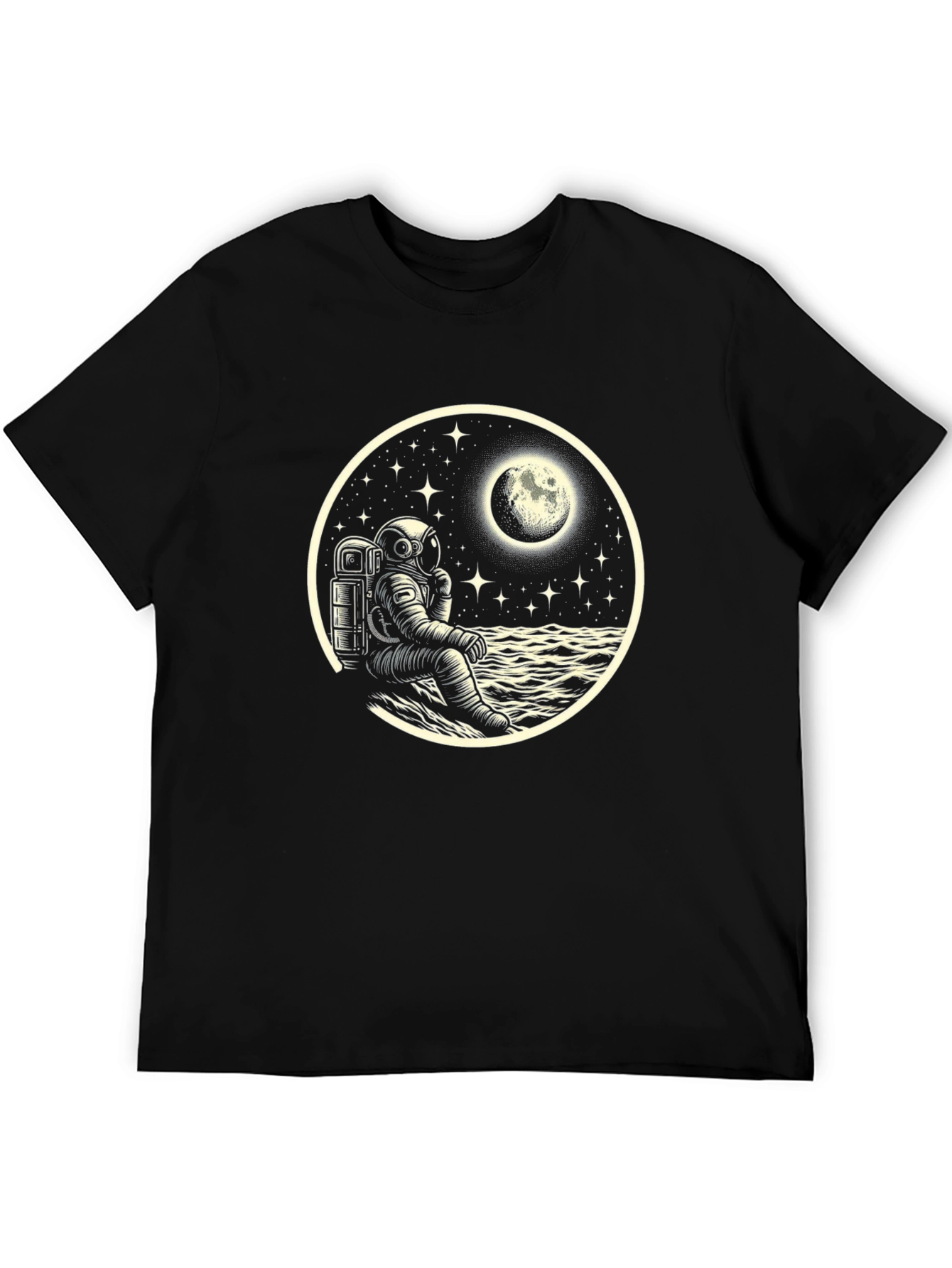 Astronaut Moonscape Black T-Shirt