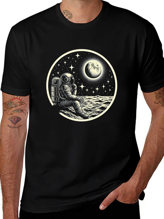 Astronaut Moonscape Black T-Shirt