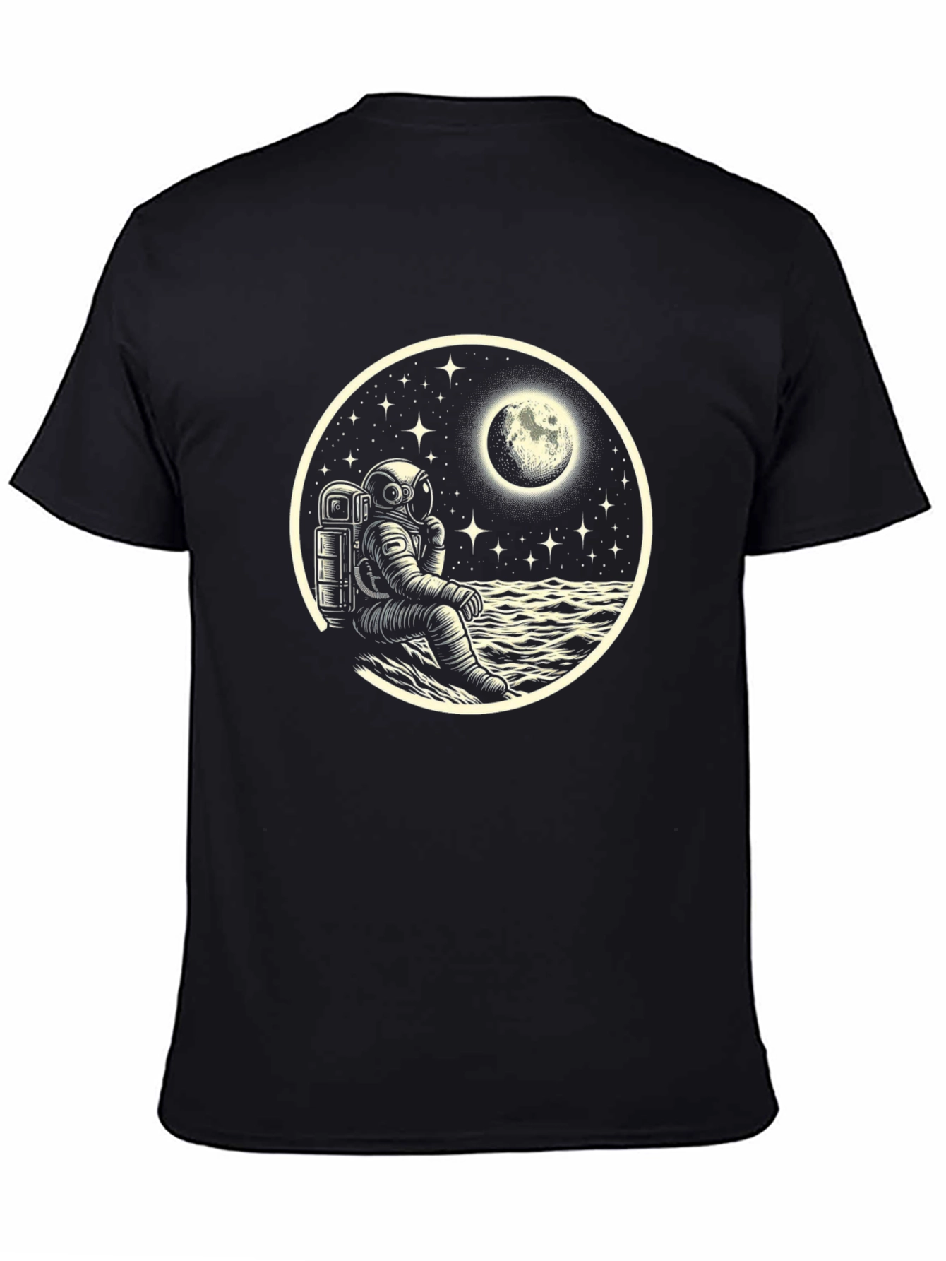 Astronaut Moonscape Black T-Shirt