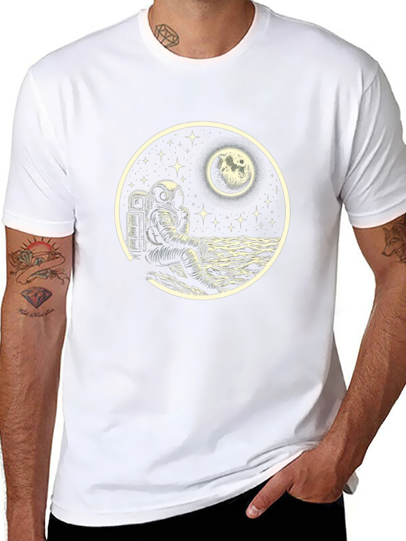 Astronaut Moonscape Black T-Shirt