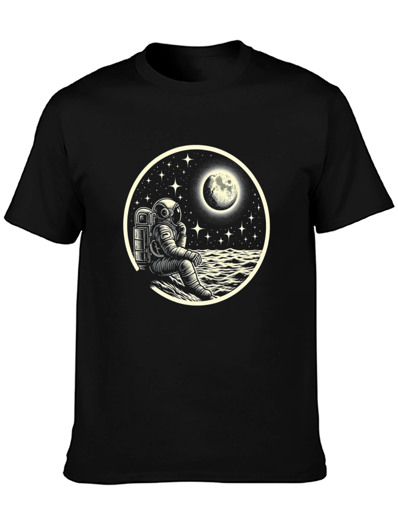 Astronaut Moonscape Black T-Shirt