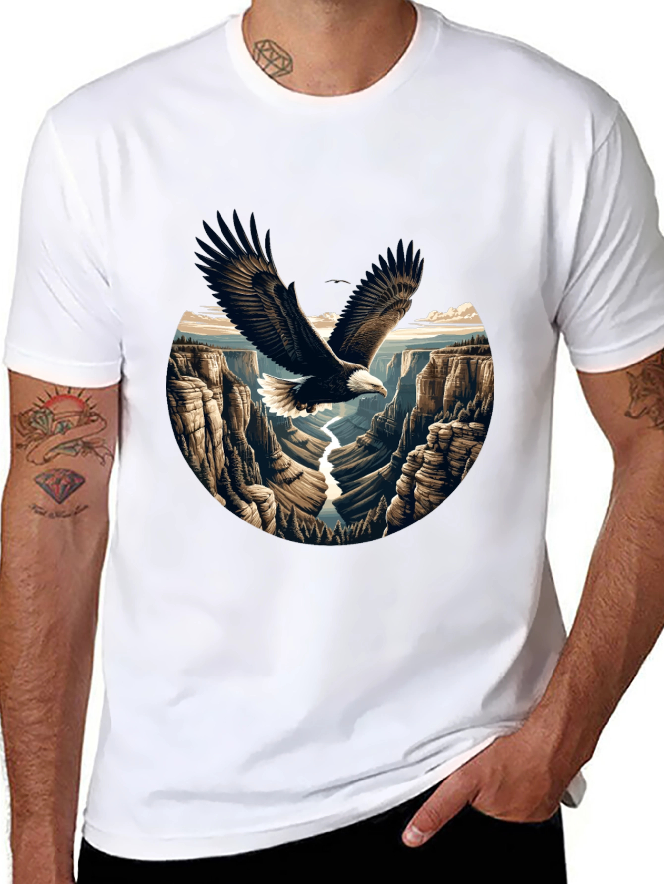 Eagle Canyon Graphic Tee - Black Cotton Blend