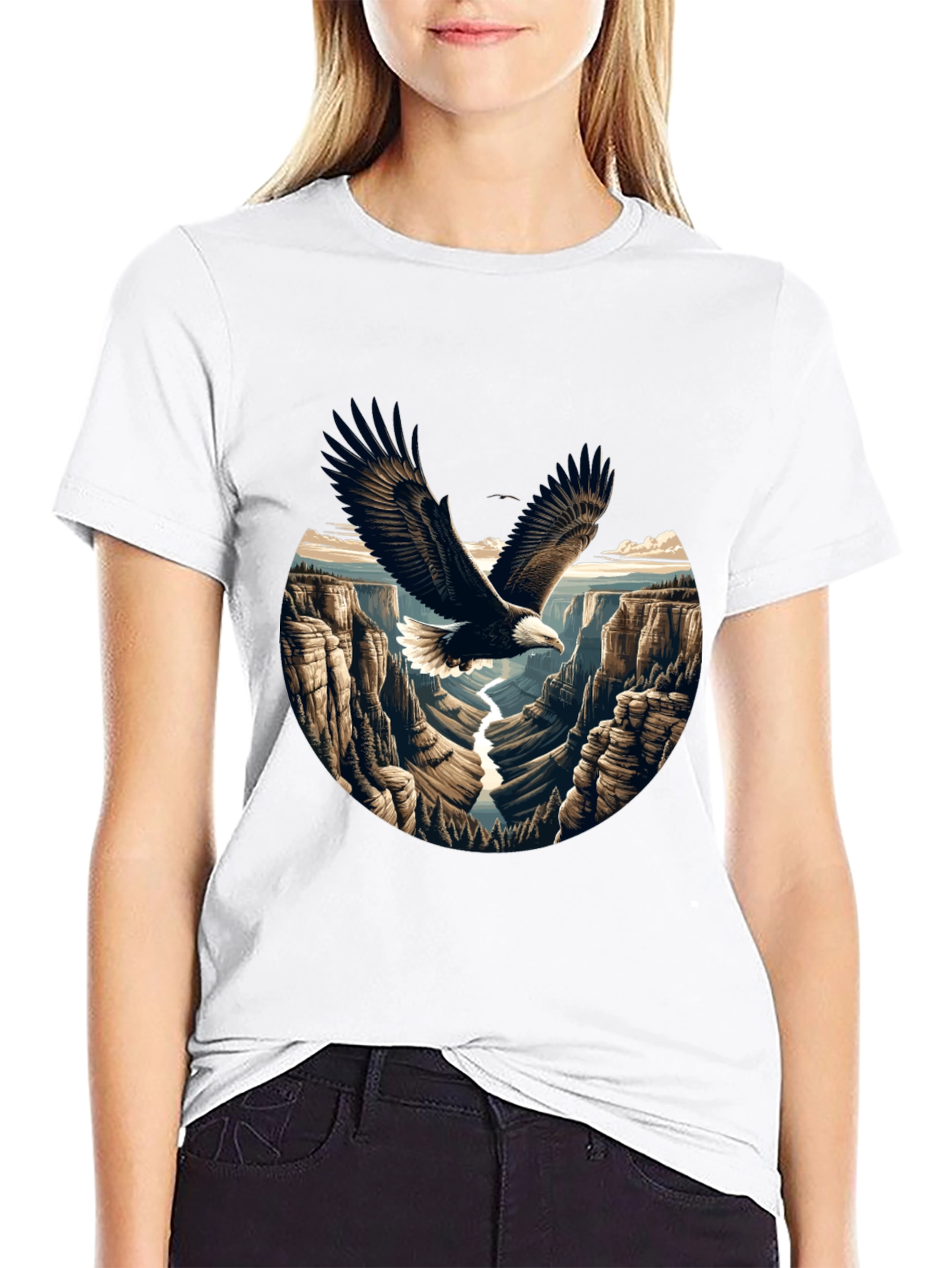 Eagle Canyon Graphic Tee - Black Cotton Blend