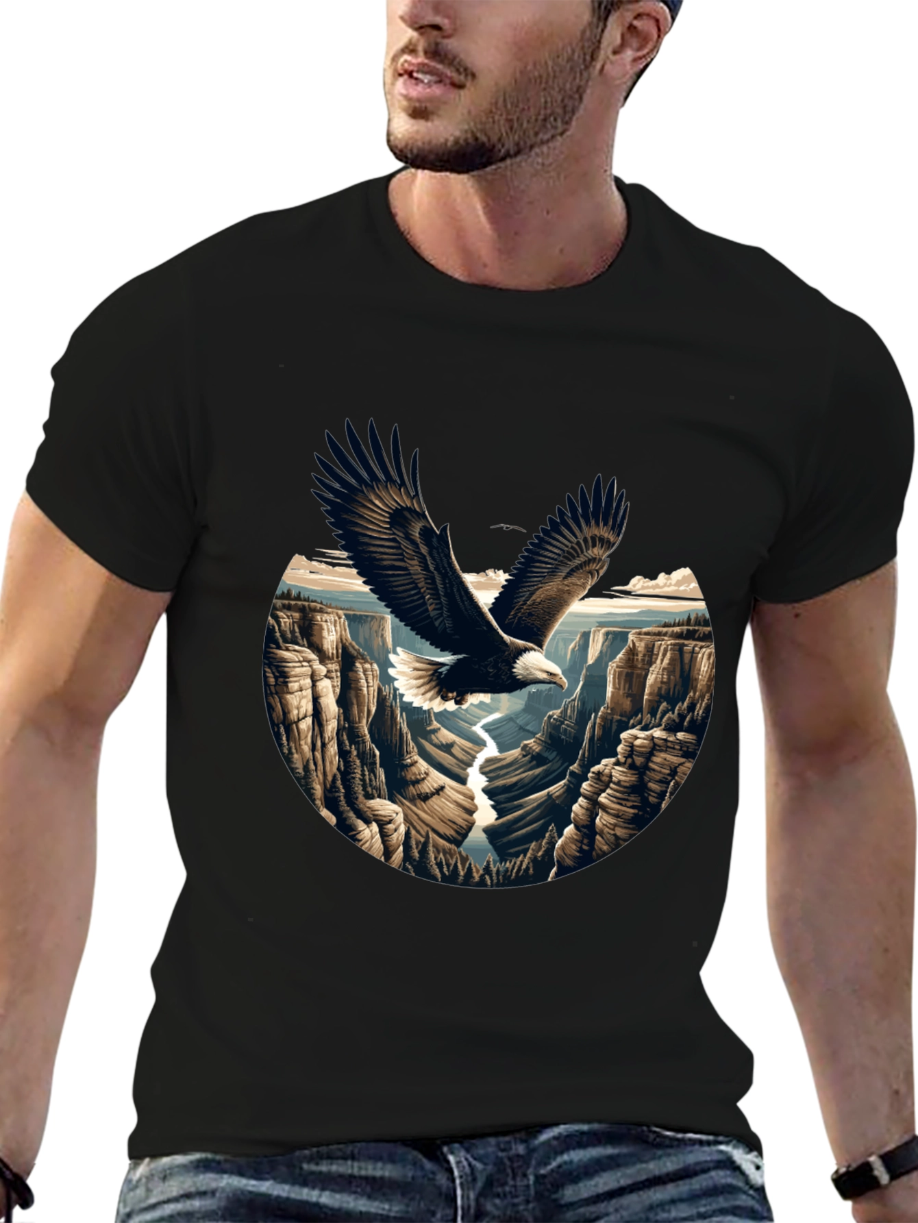 Eagle Canyon Graphic Tee - Black Cotton Blend