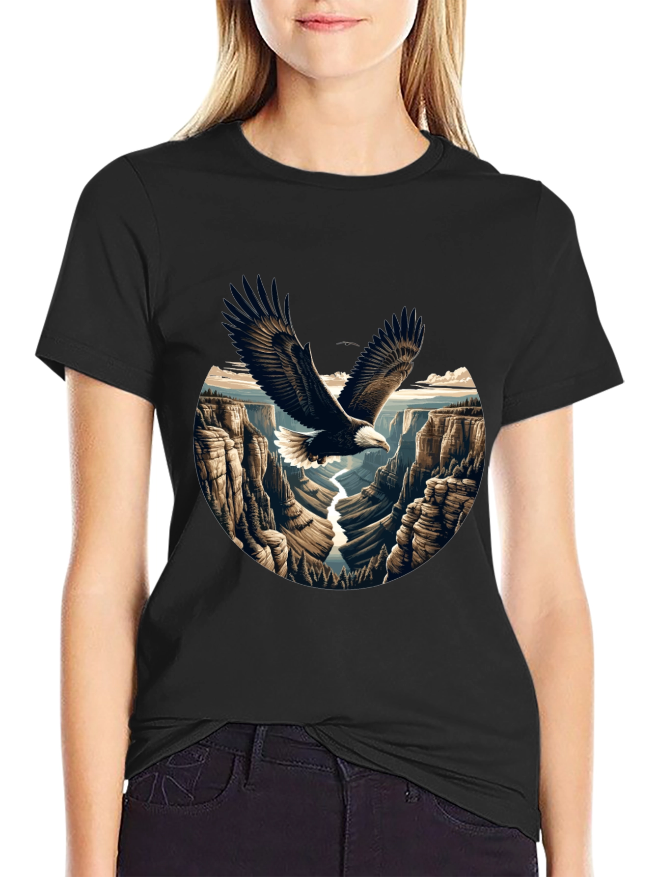 Eagle Canyon Graphic Tee - Black Cotton Blend