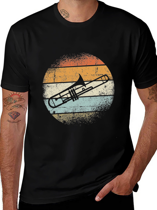 Retro Trombone Sunset T-Shirt - Musician Tee