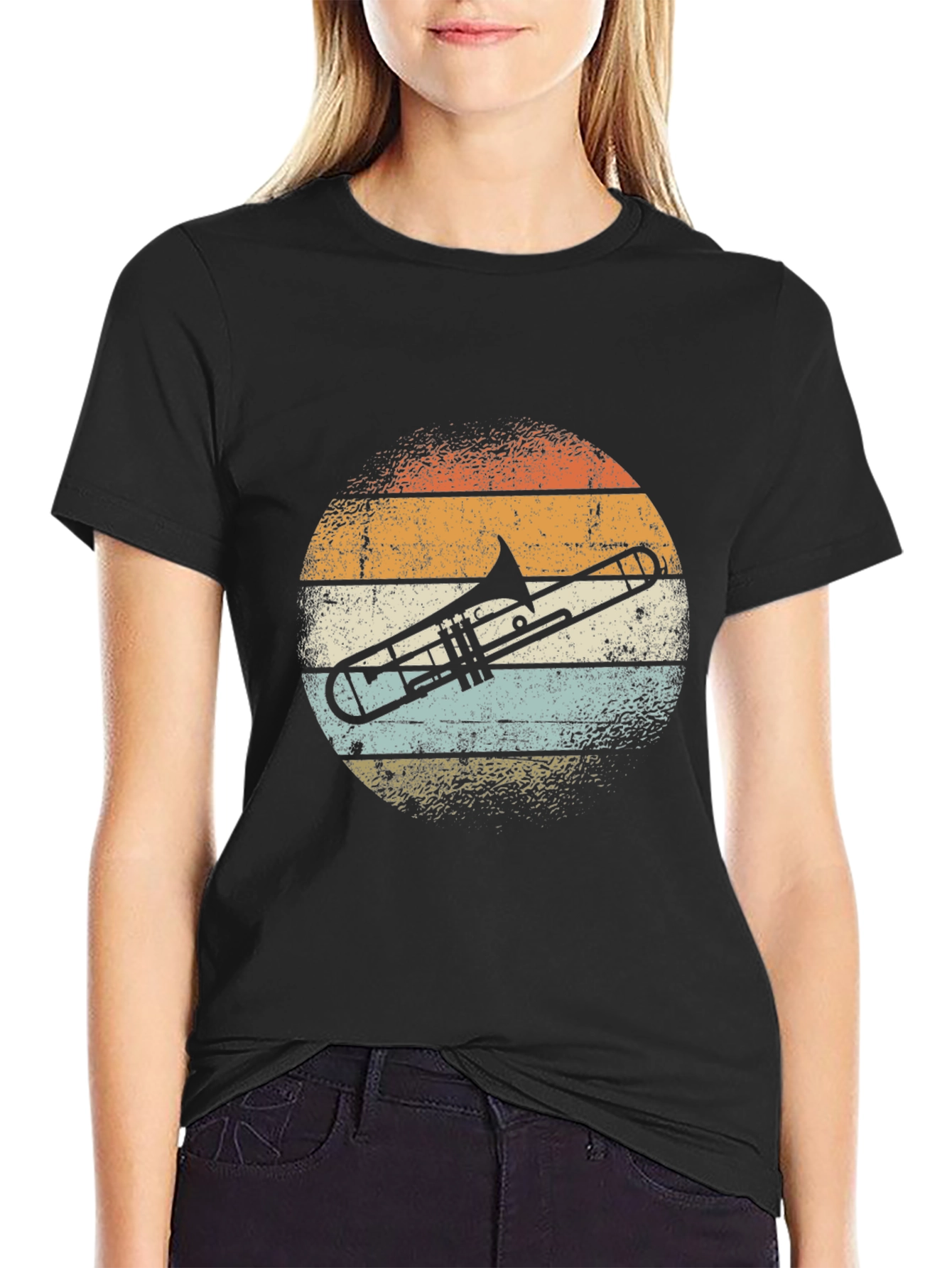 Retro Trombone Sunset T-Shirt - Musician Tee