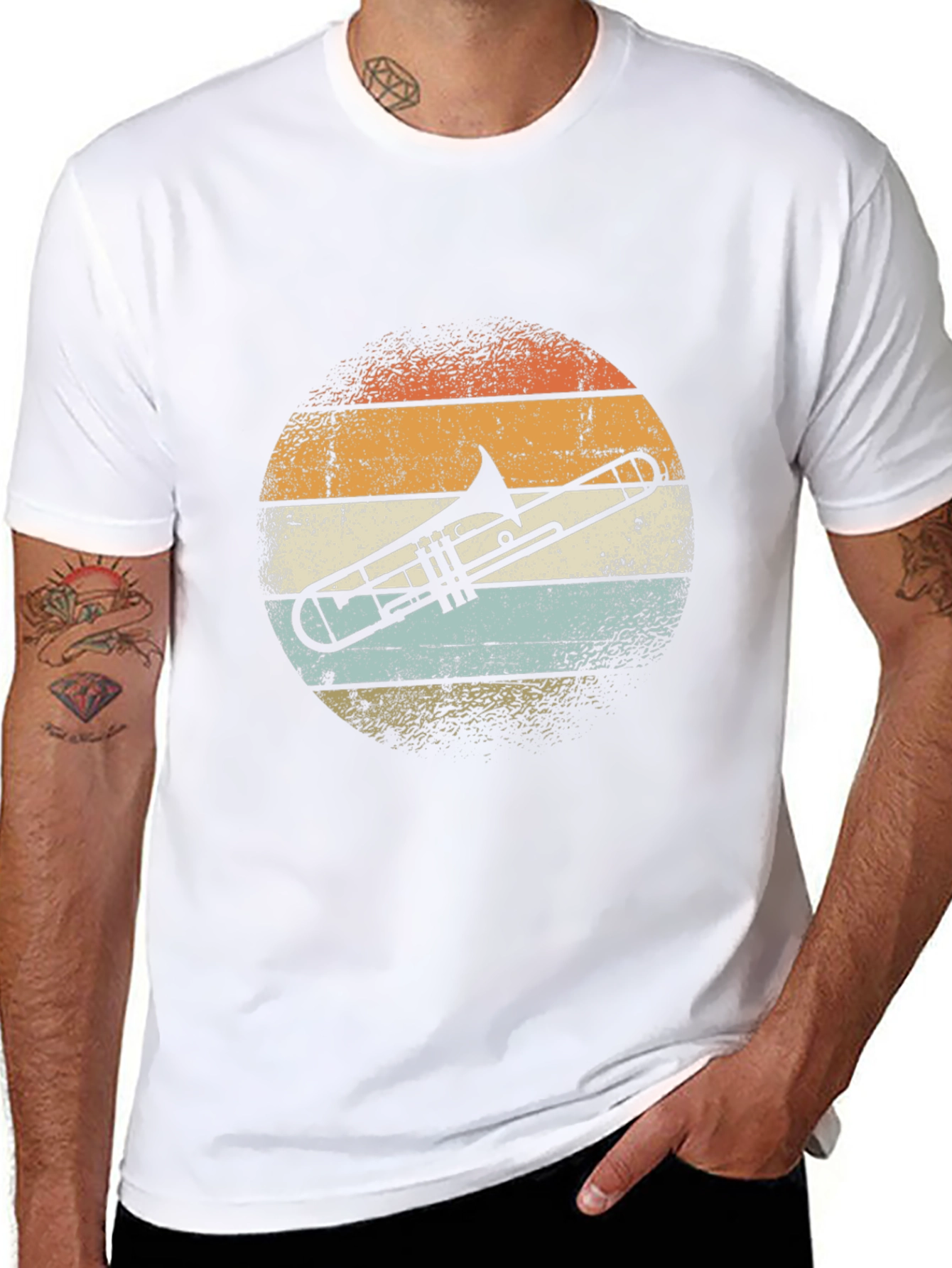 Retro Trombone Sunset T-Shirt - Musician Tee