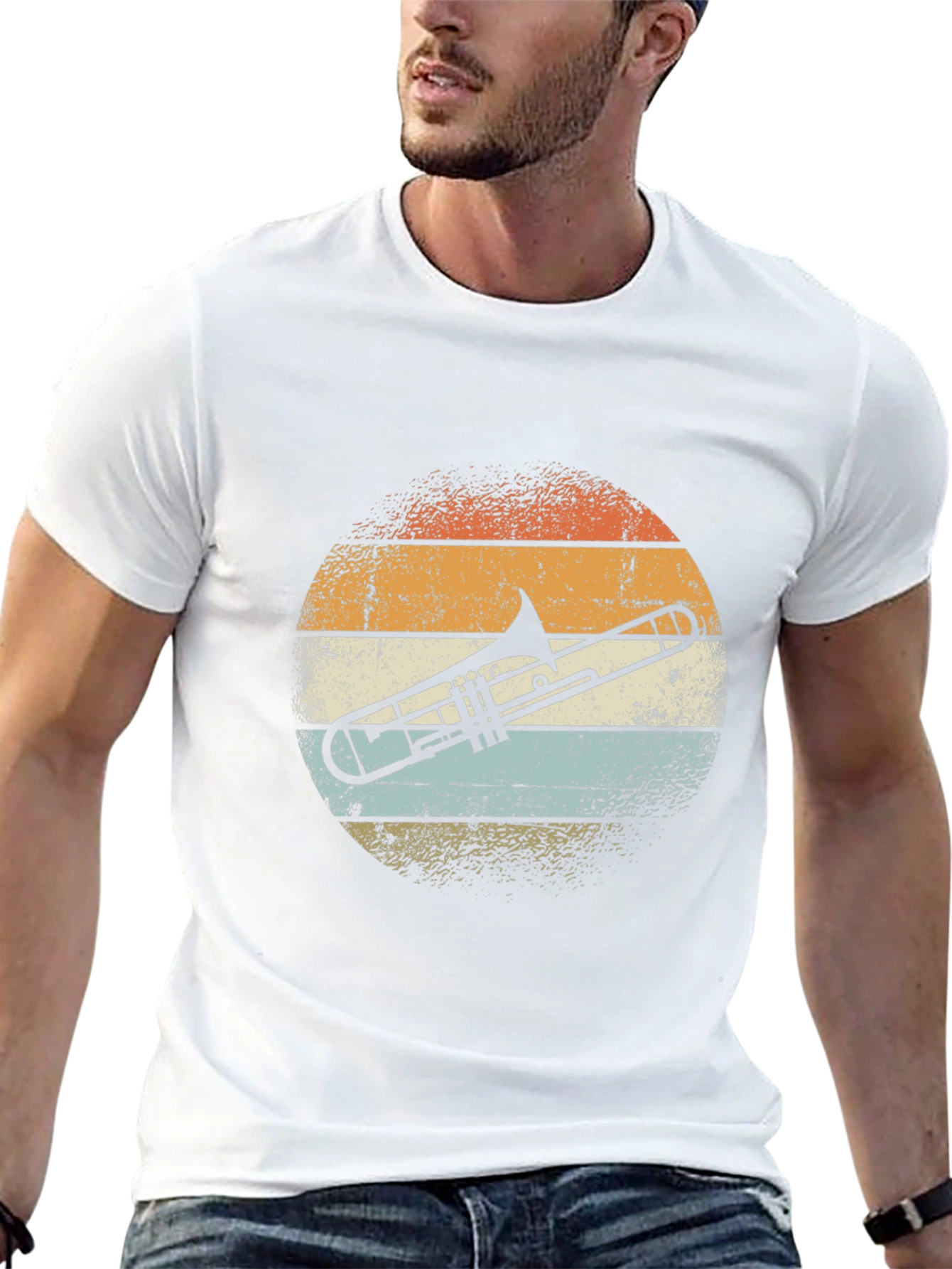 Retro Trombone Sunset T-Shirt - Musician Tee