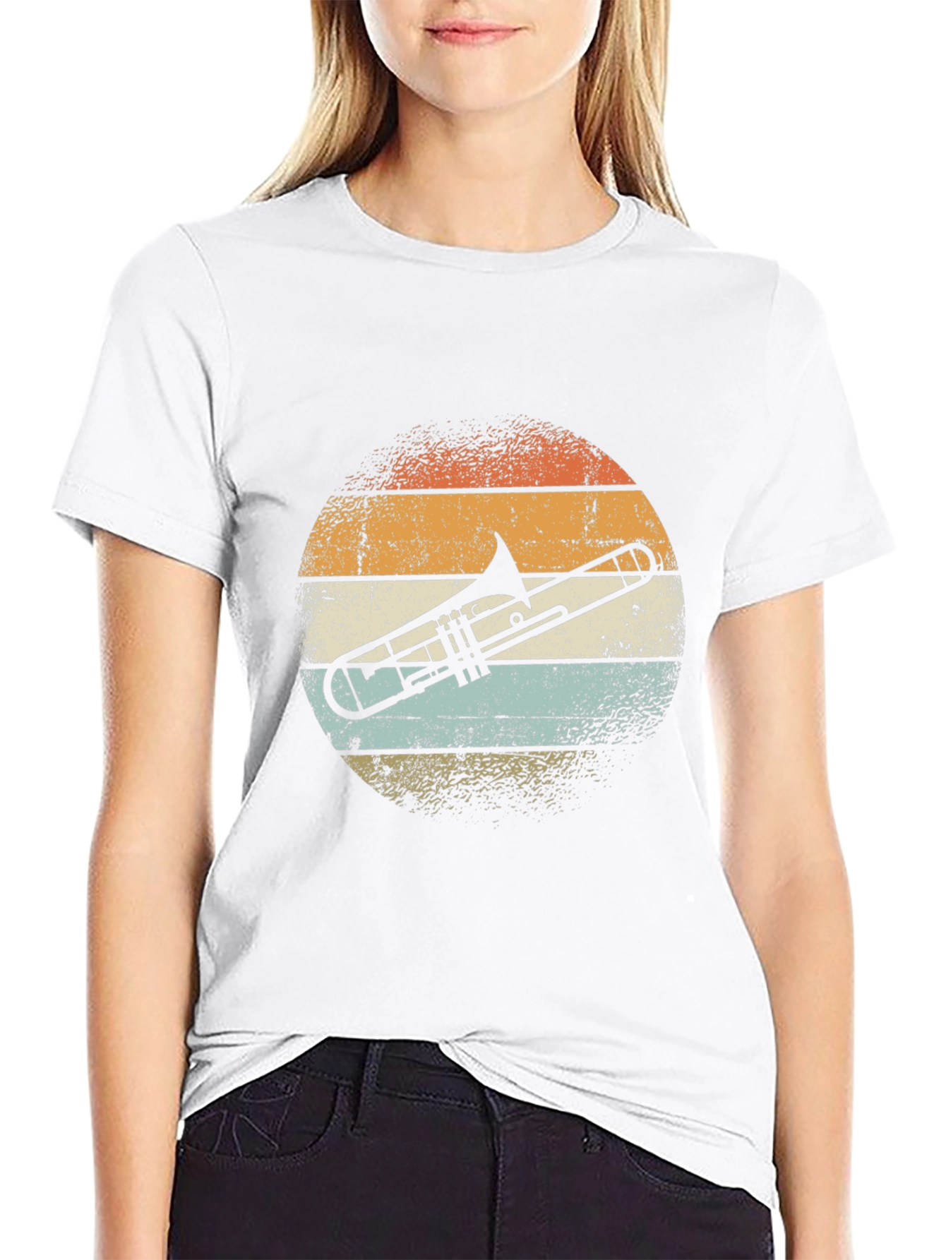 Retro Trombone Sunset T-Shirt - Musician Tee