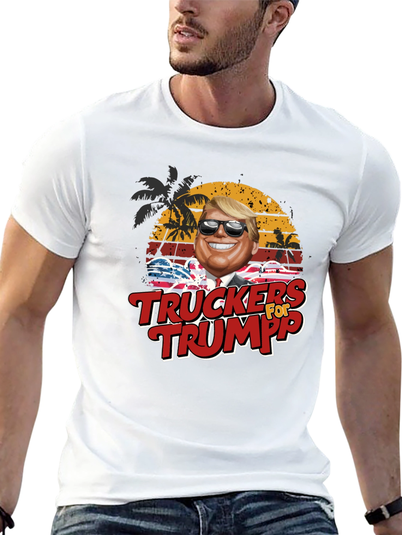 Truckers for Trump Novelty Graphic T-Shirt