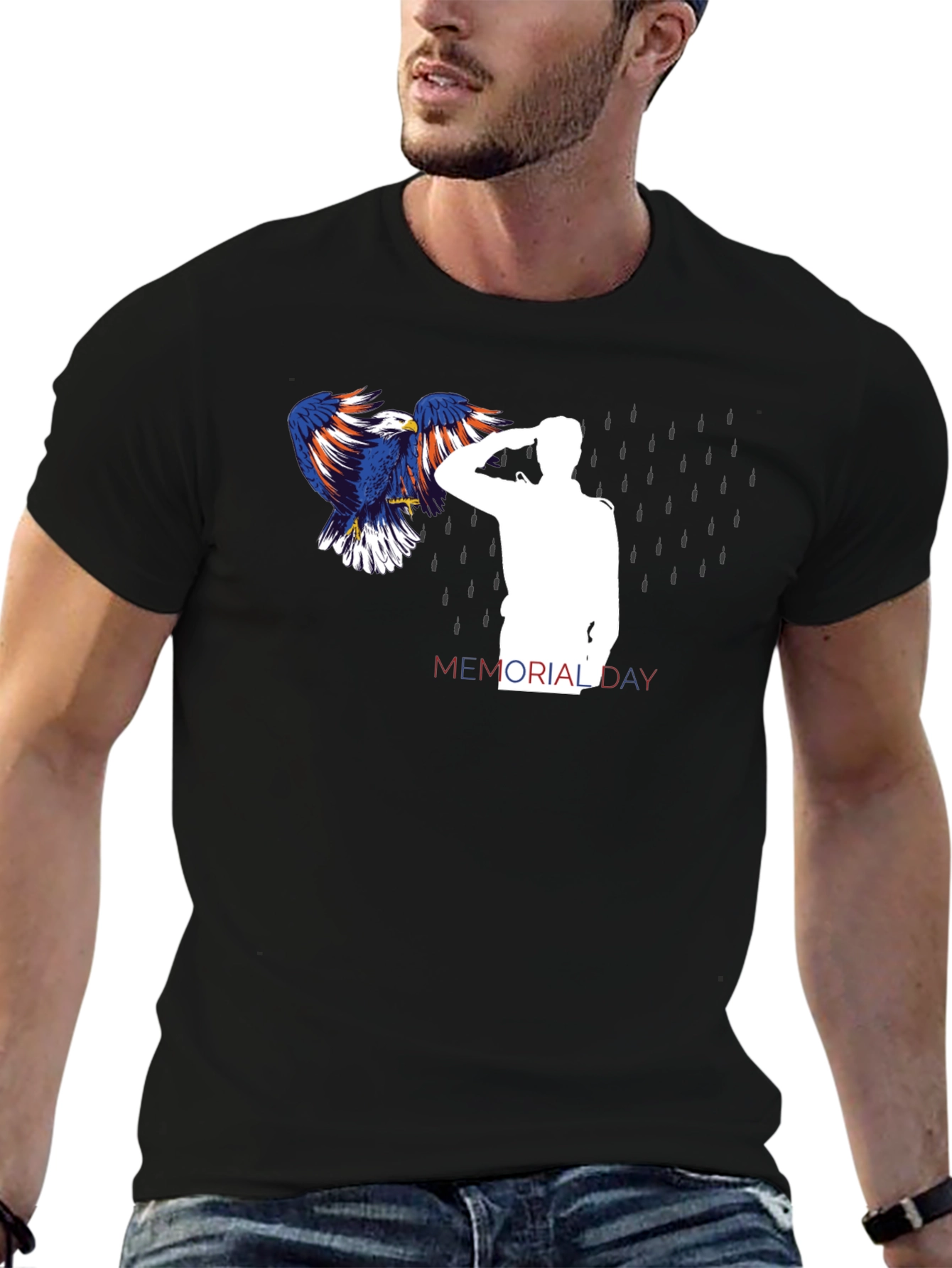 Memorial Day Eagle Graphic T-Shirt