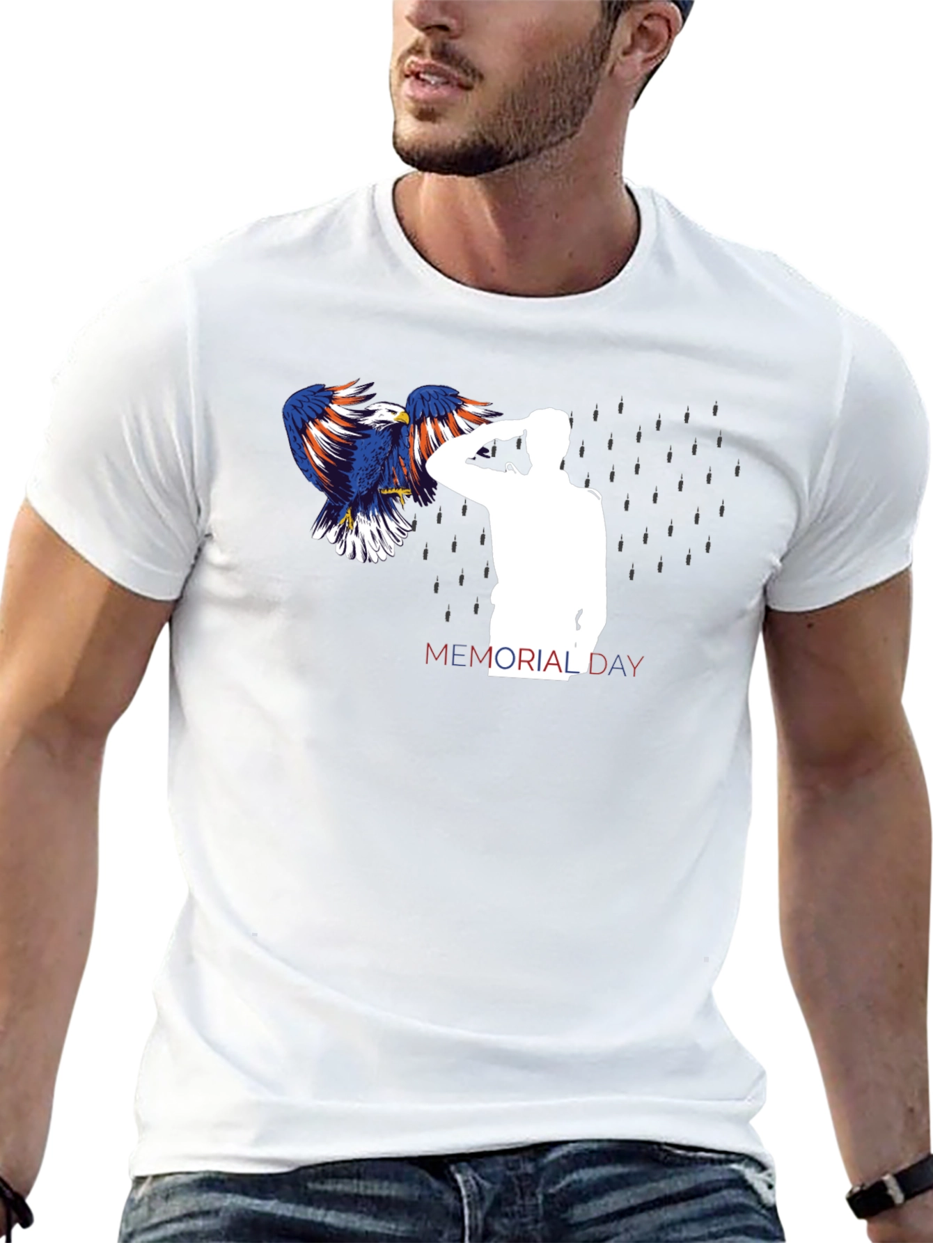 Memorial Day Eagle Graphic T-Shirt