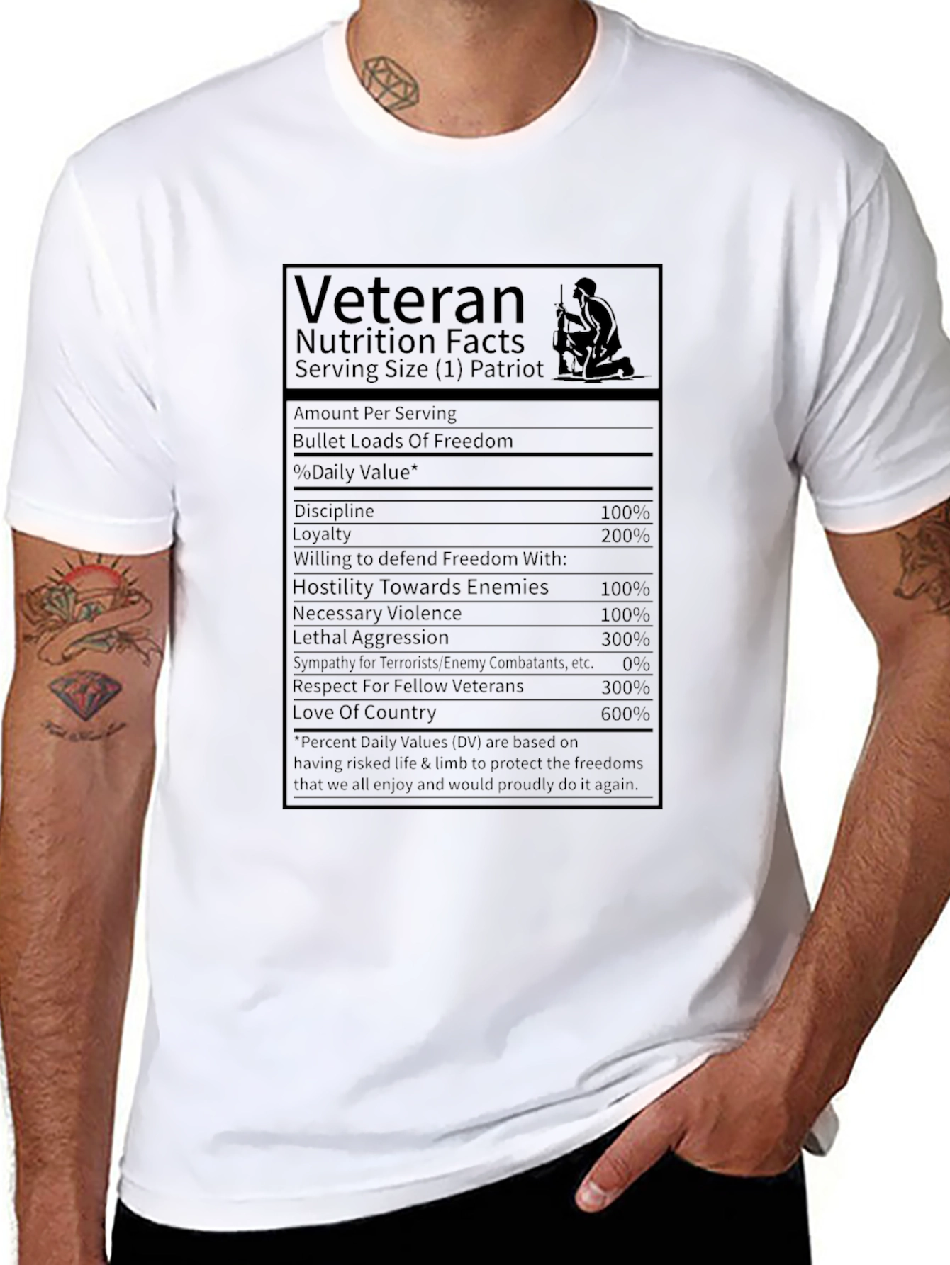 Veteran Nutrition Facts T-Shirt Patriot Pride