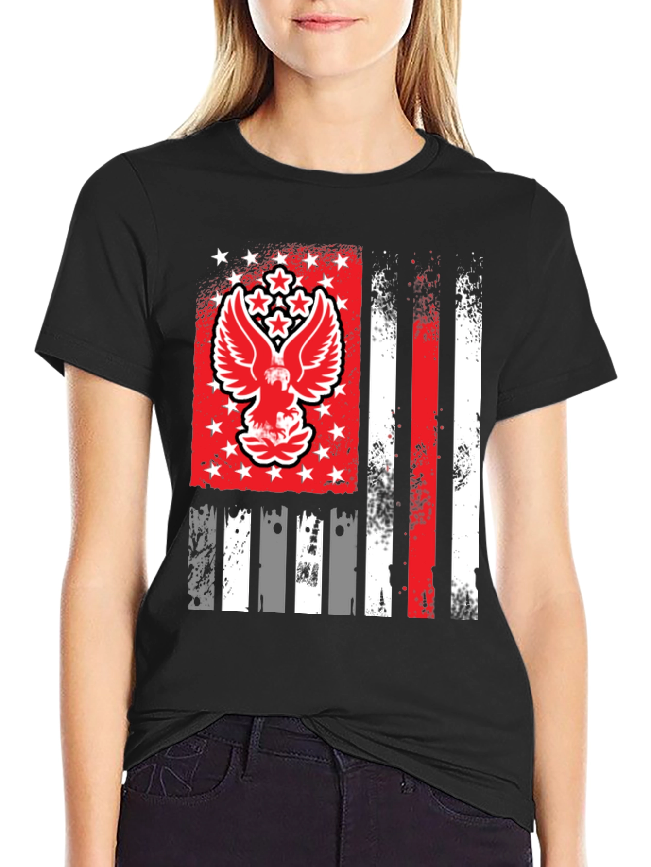Patriotic Eagle Flag Graphic T-Shirt