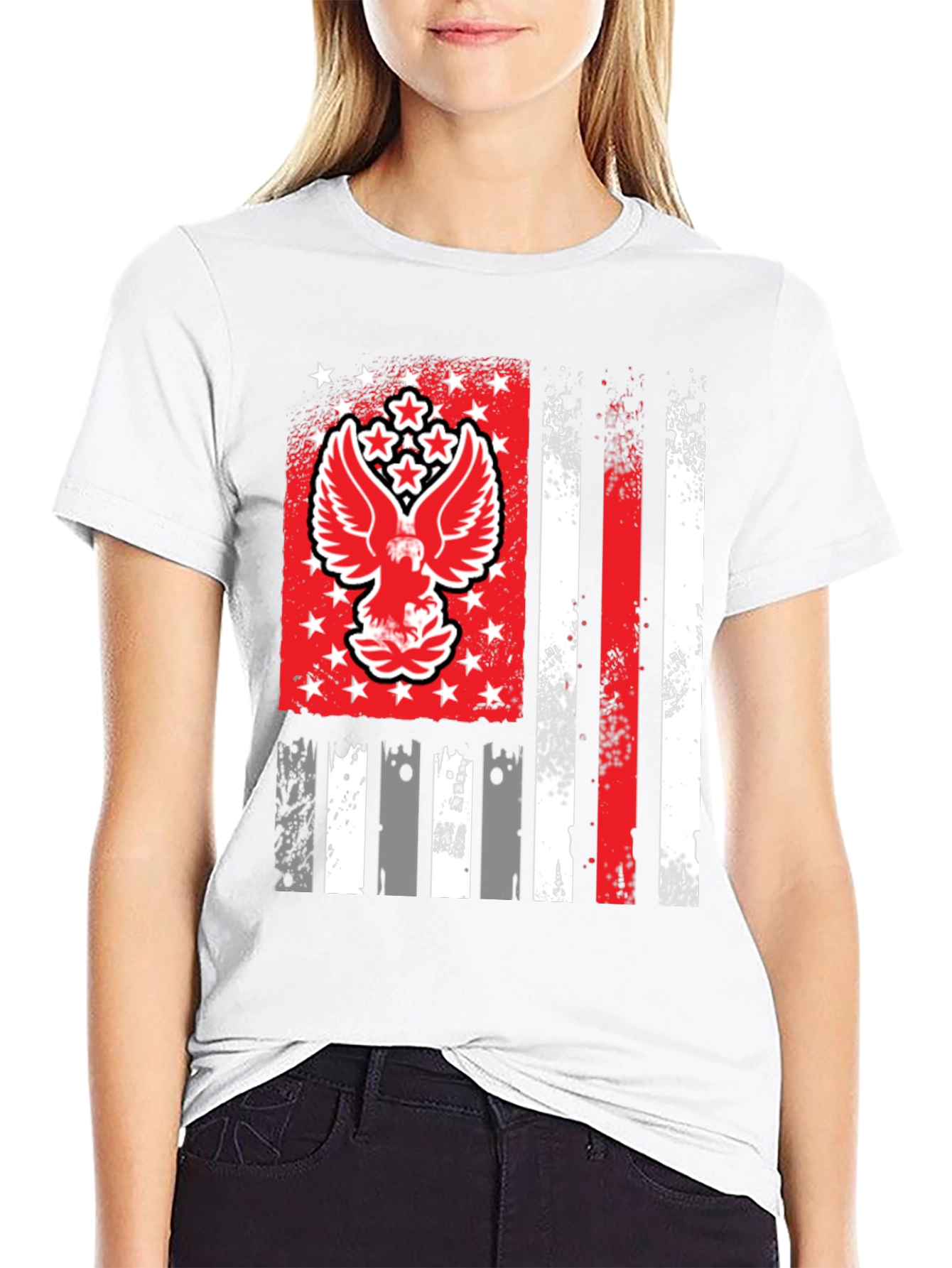 Patriotic Eagle Flag Graphic T-Shirt
