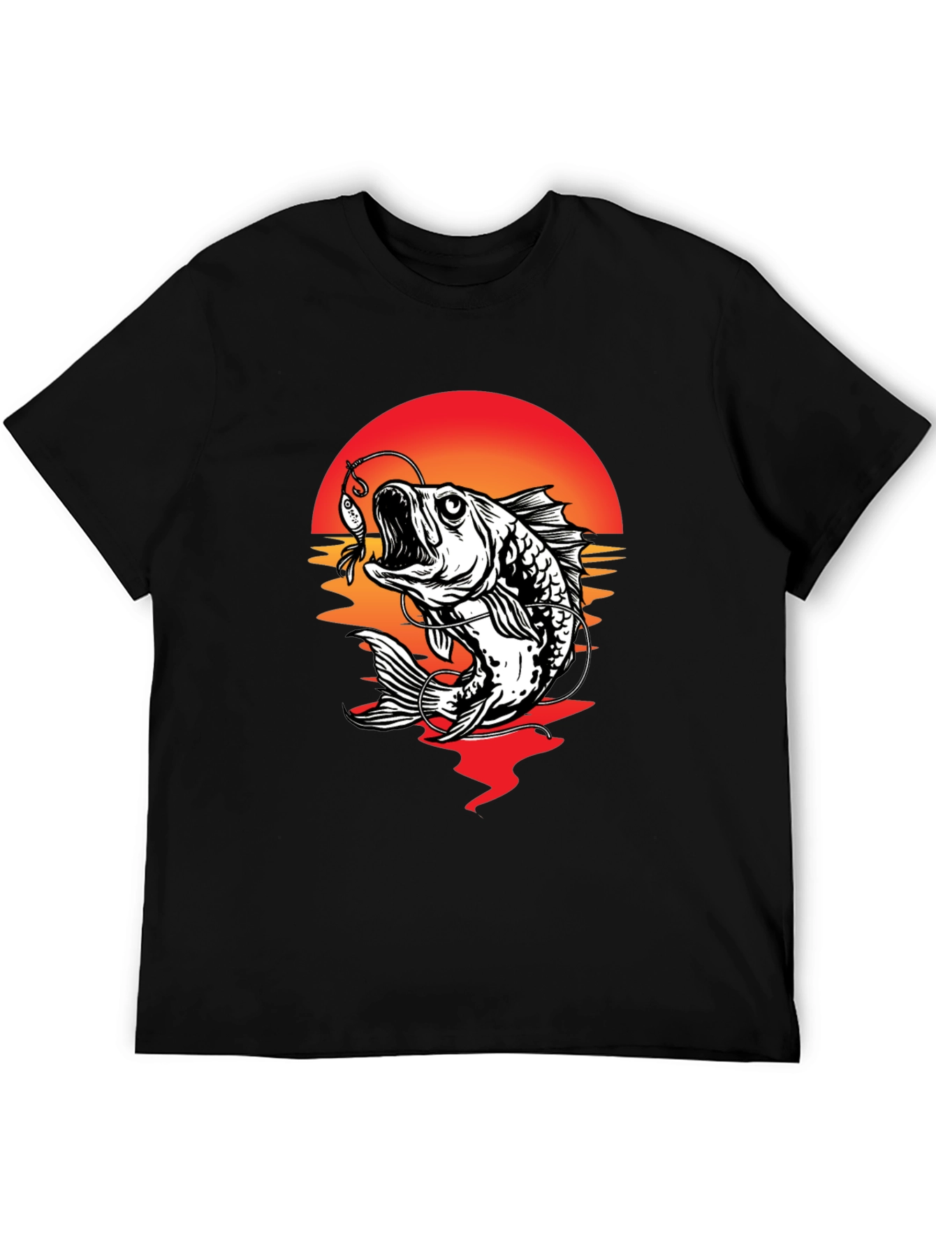 Bass Fishing Sunset Graphic Tee