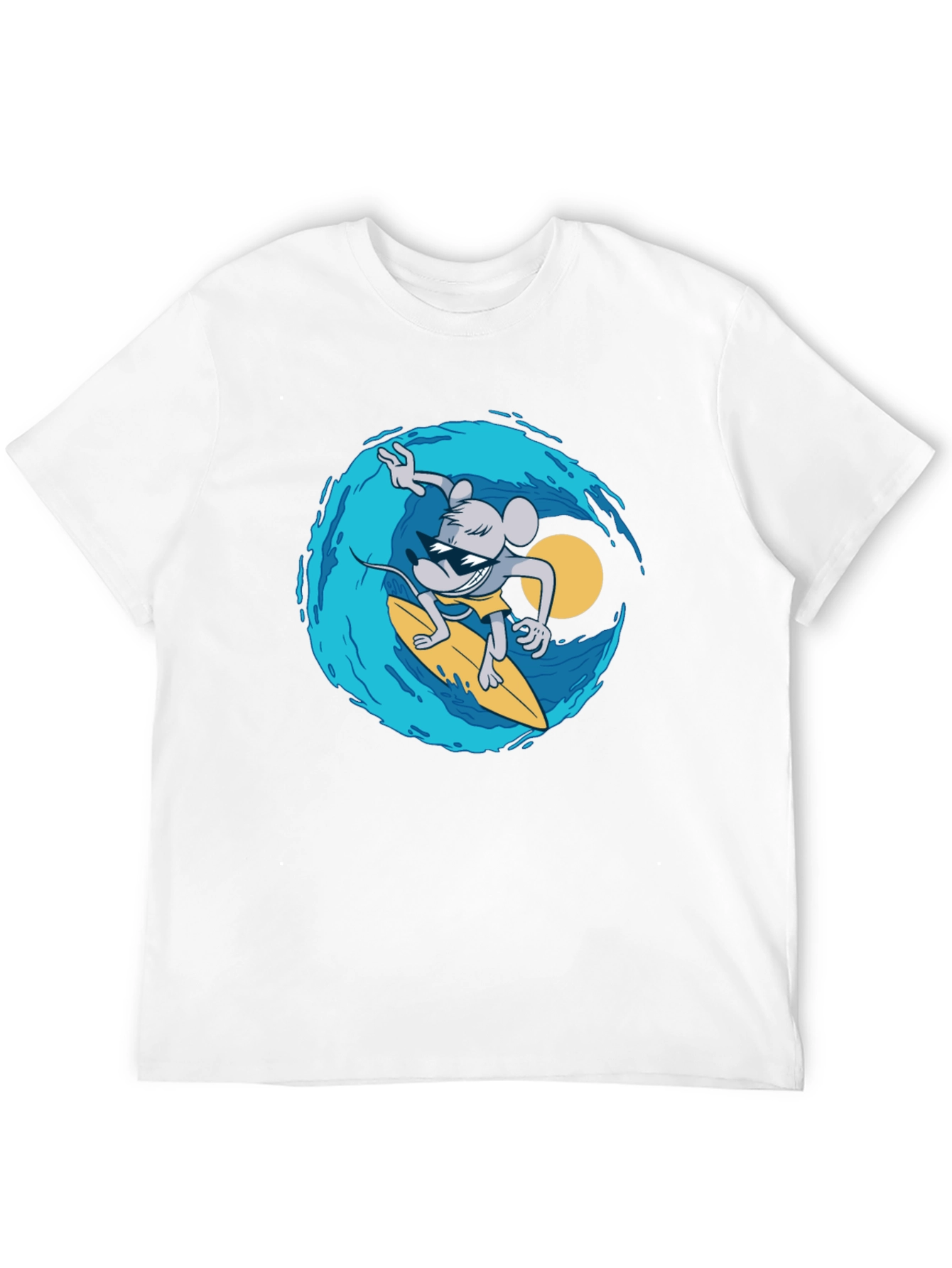 Surfing Mouse Graphic Tee - Cool Black T-Shirt