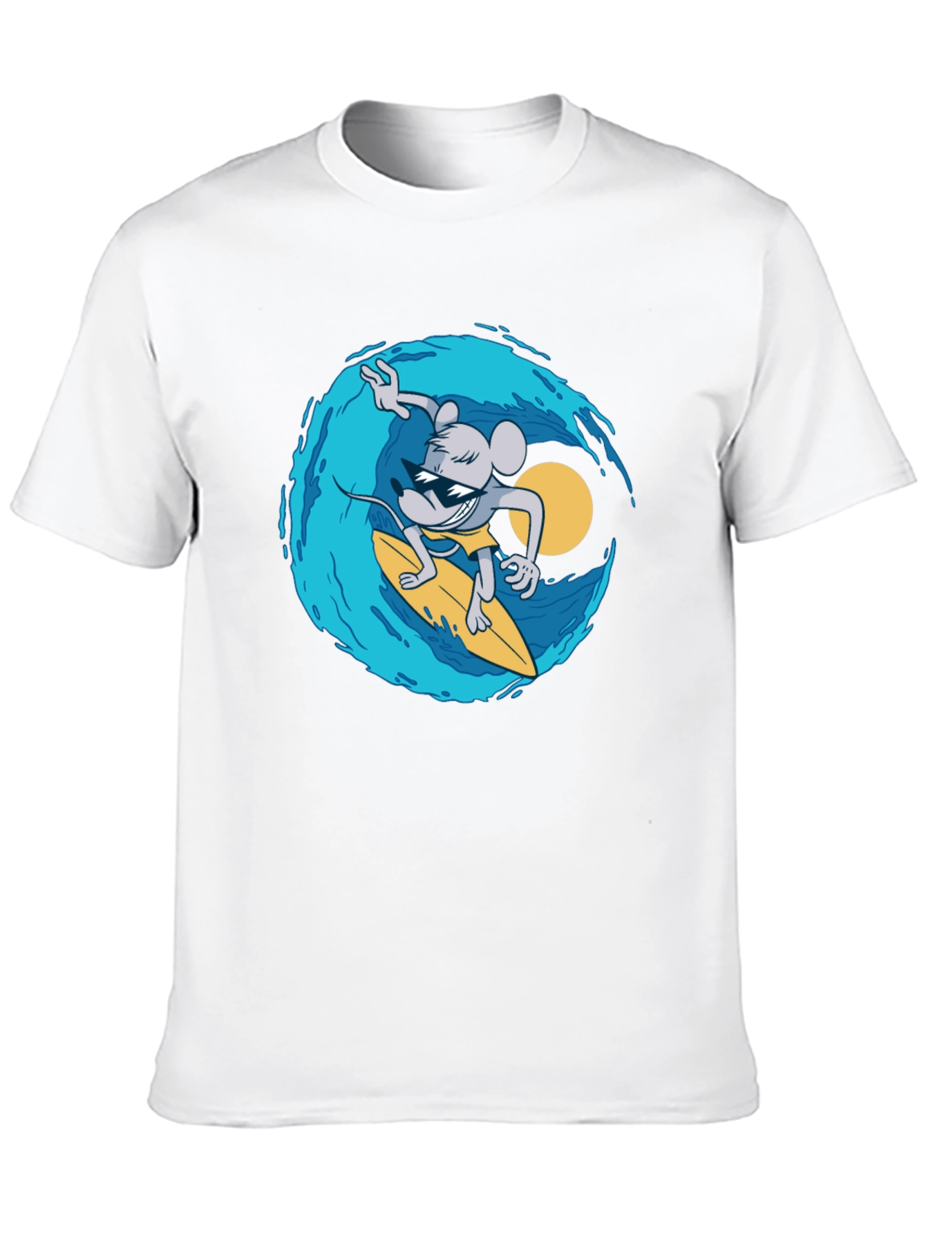Surfing Mouse Graphic Tee - Cool Black T-Shirt