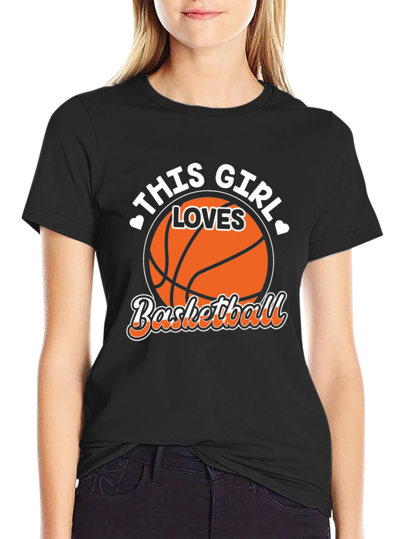 Basketball Girl T-Shirt - Black Graphic Tee