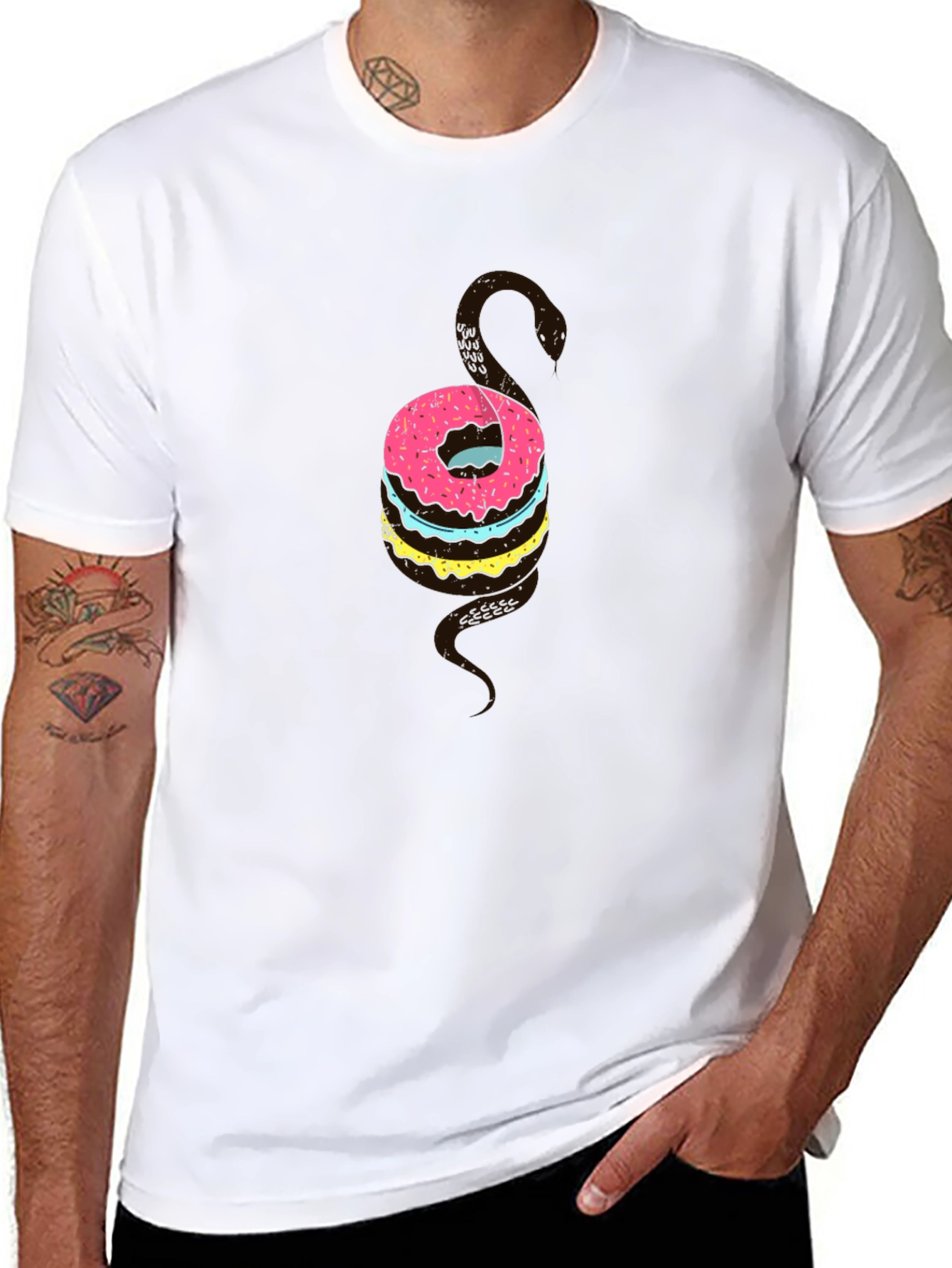 Donut Snake Graphic Tee - Quirky Novelty T-Shirt