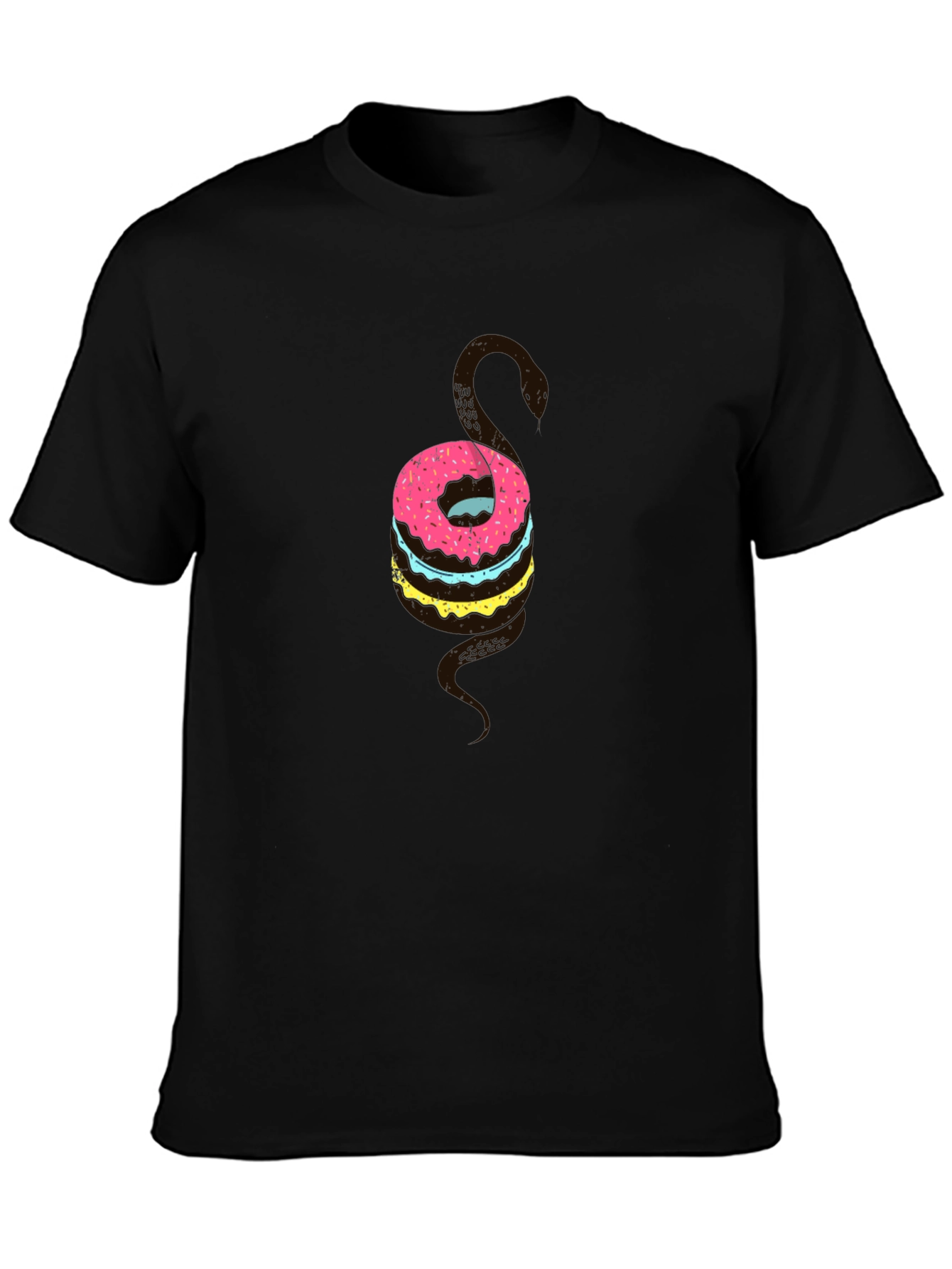 Donut Snake Graphic Tee - Quirky Novelty T-Shirt