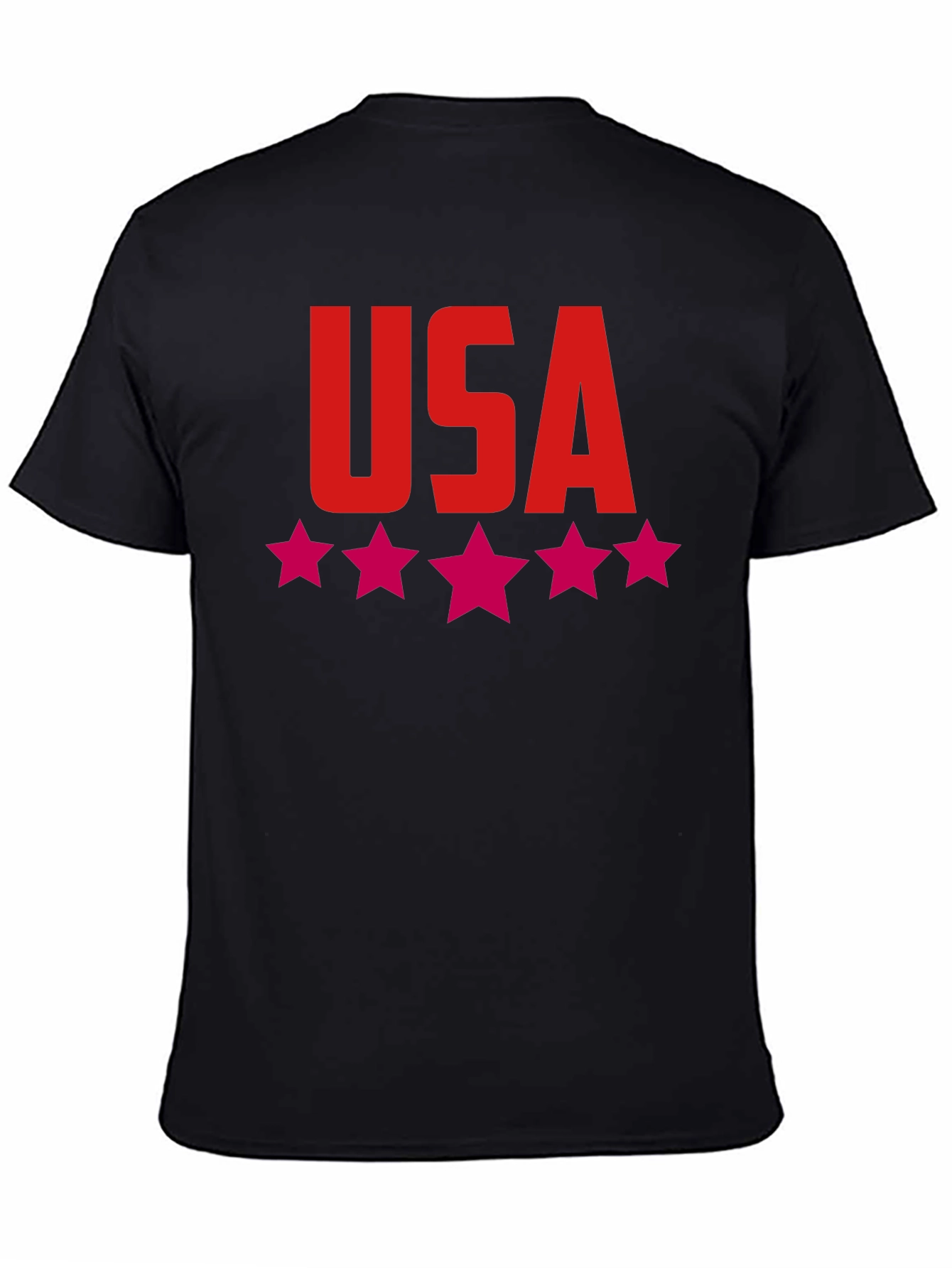 USA Stars Graphic Print Tee - Patriotic Black T-Shirt