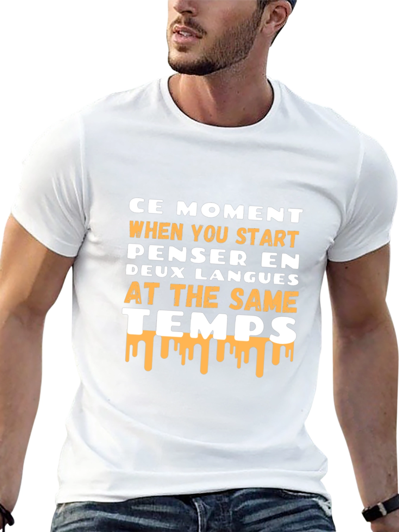 Humorous Bilingual Thinker Black T-Shirt