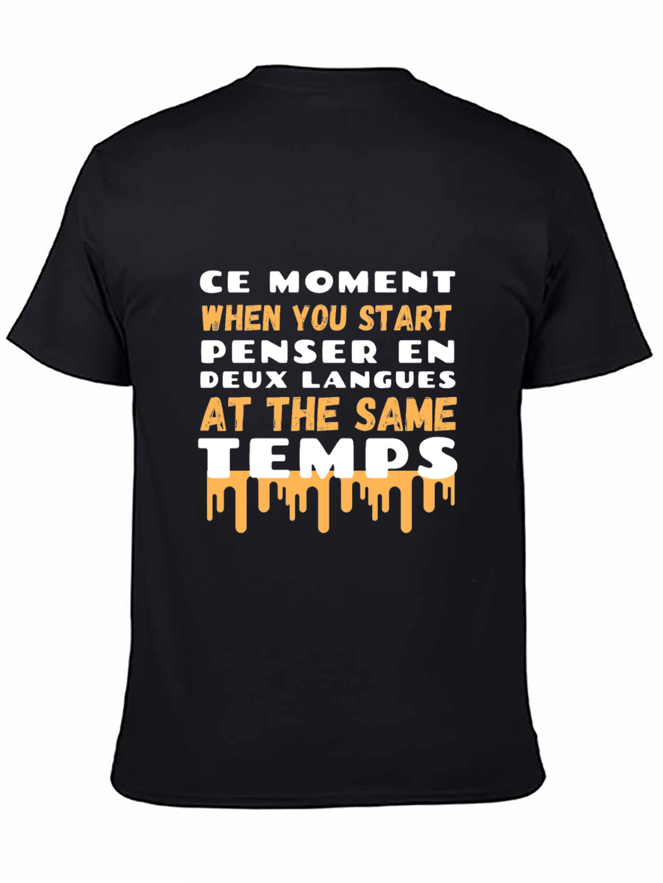 Humorous Bilingual Thinker Black T-Shirt