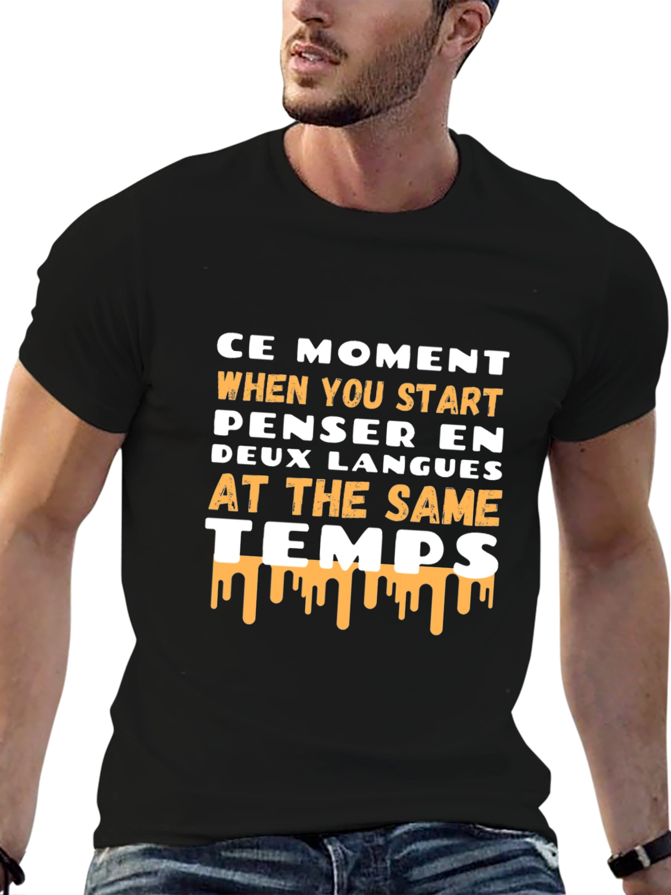 Humorous Bilingual Thinker Black T-Shirt