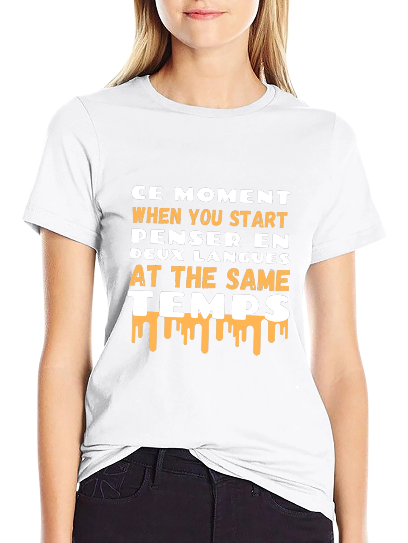 Humorous Bilingual Thinker Black T-Shirt