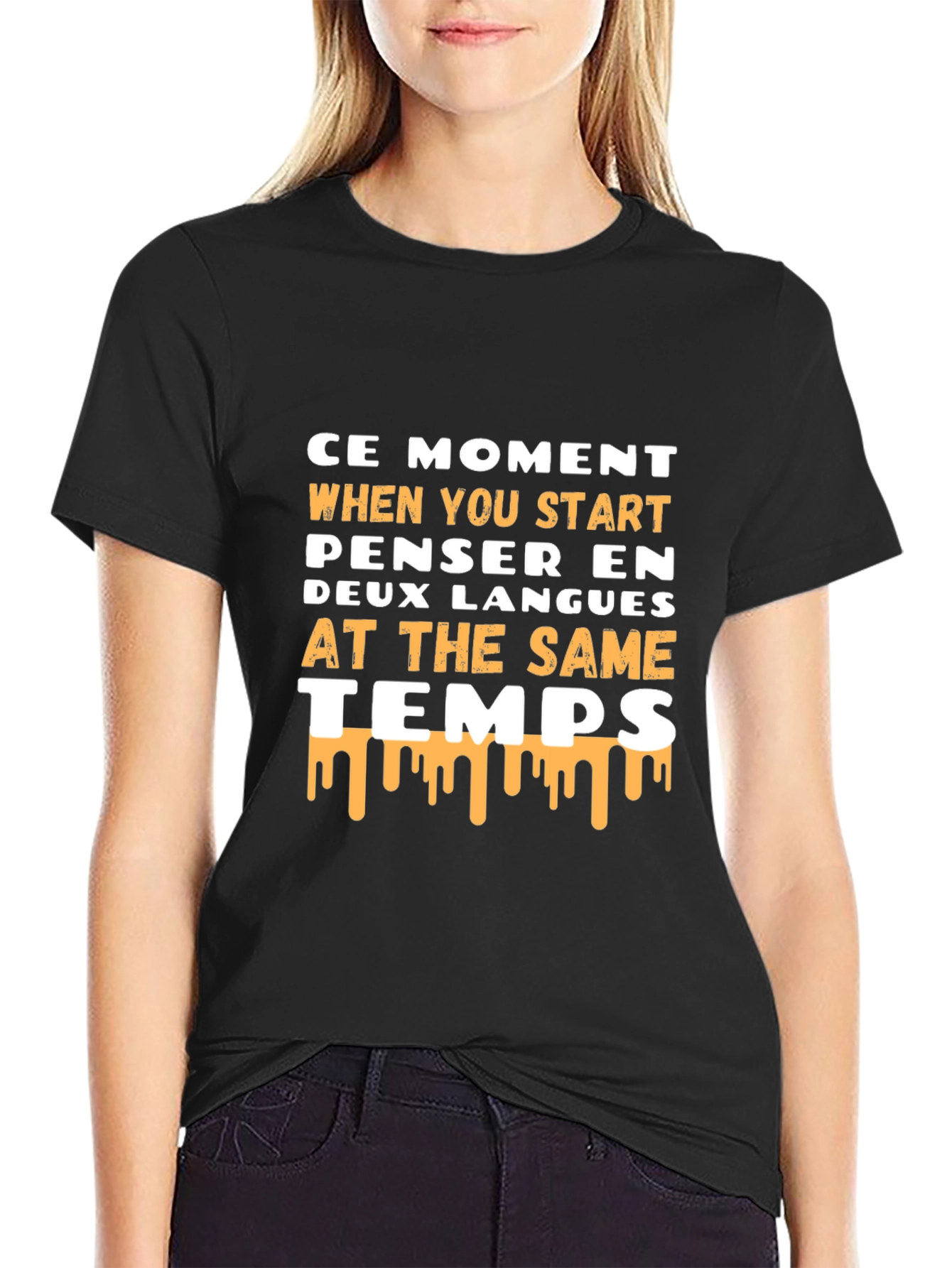 Humorous Bilingual Thinker Black T-Shirt