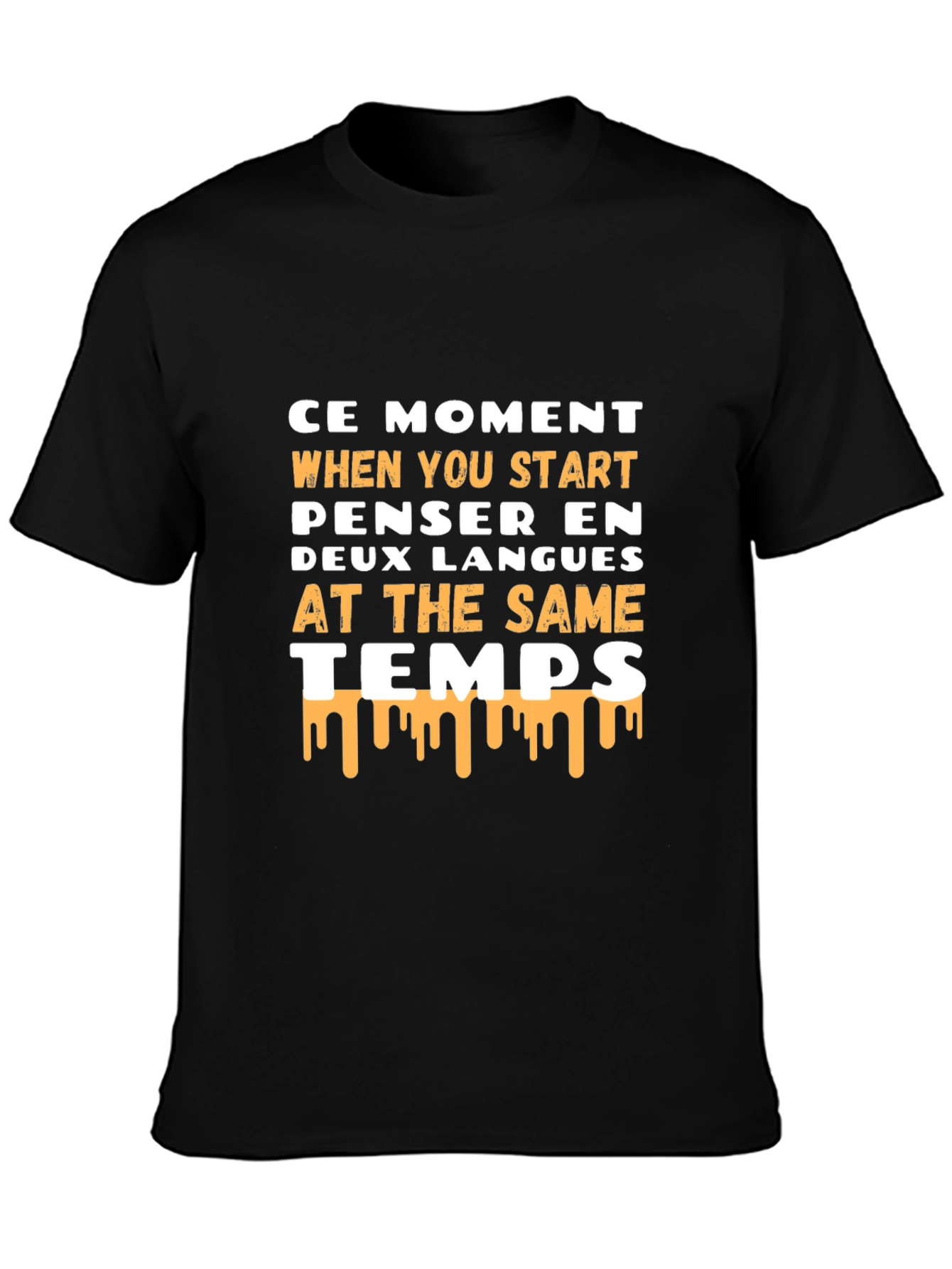 Humorous Bilingual Thinker Black T-Shirt
