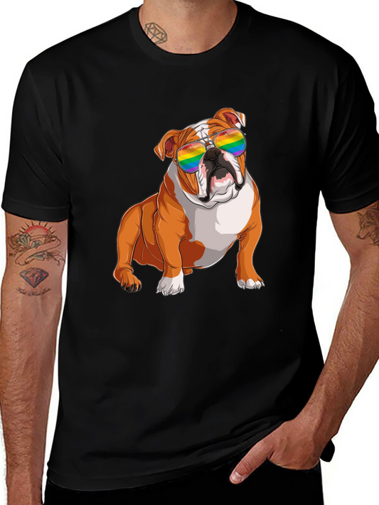 Bulldog Pride T-Shirt - Rainbow Sunglasses