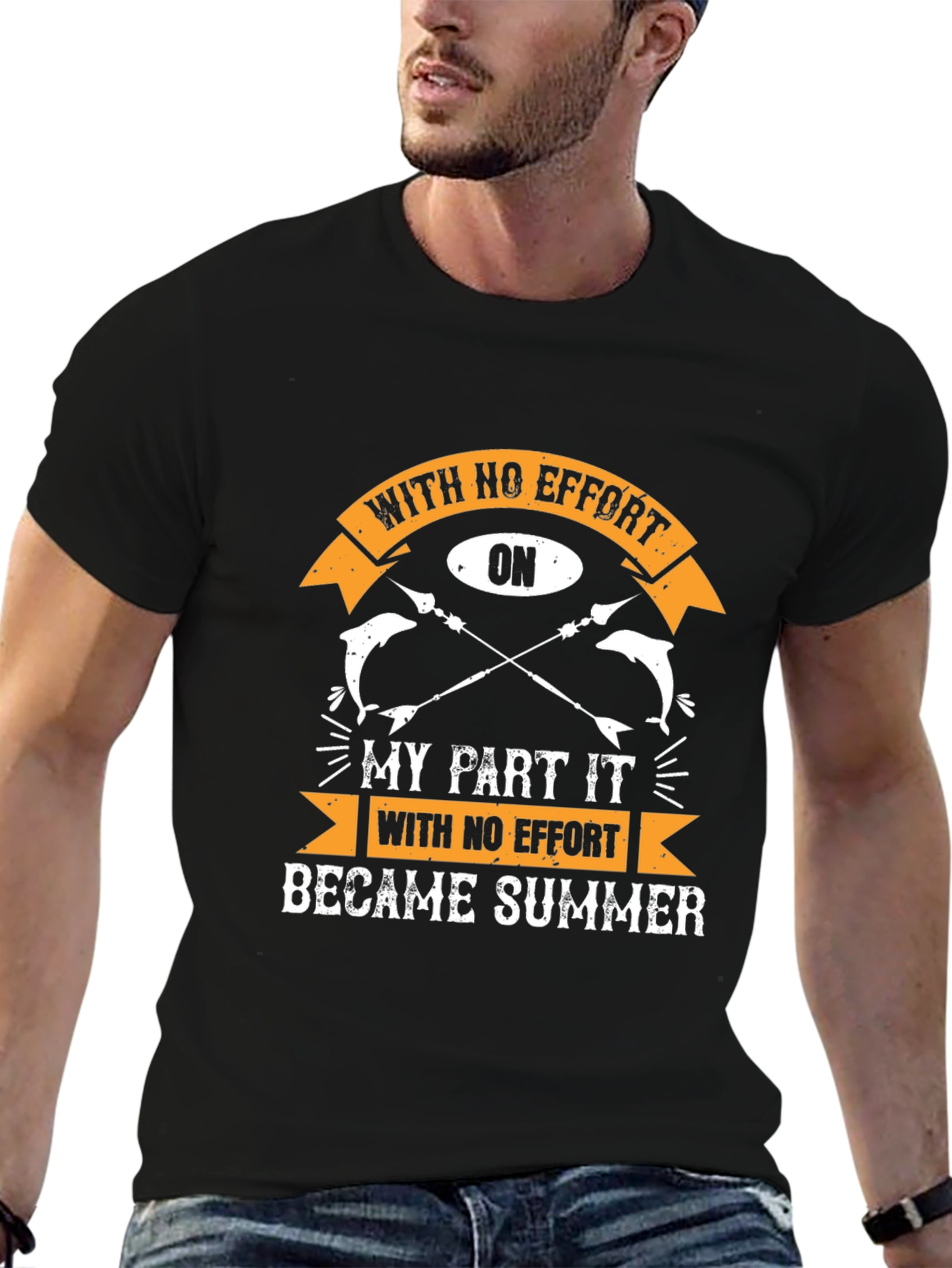 With No Effort Summer T-Shirt Fishing Design