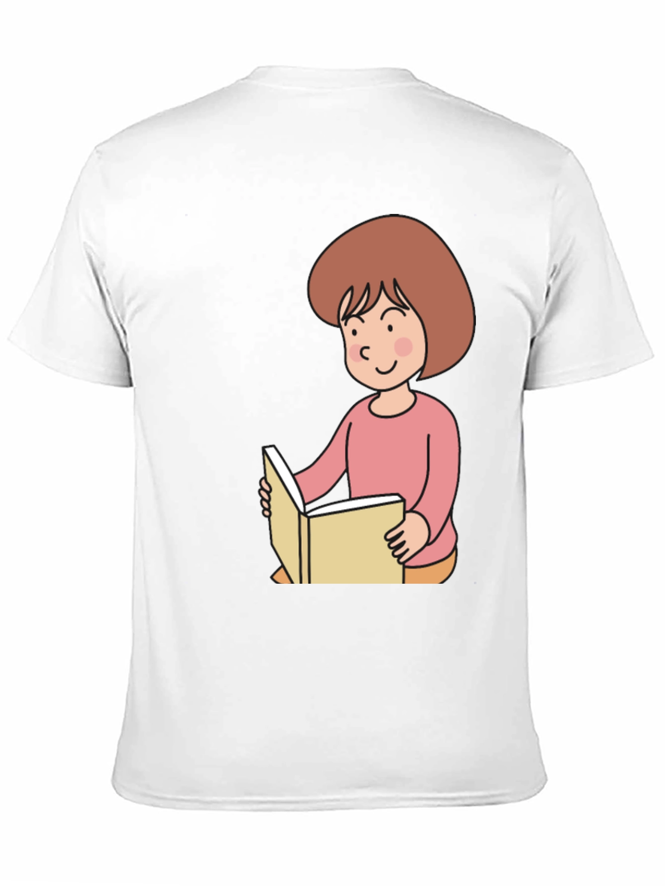 Reading Girl Black T-Shirt - Cute Cartoon Design