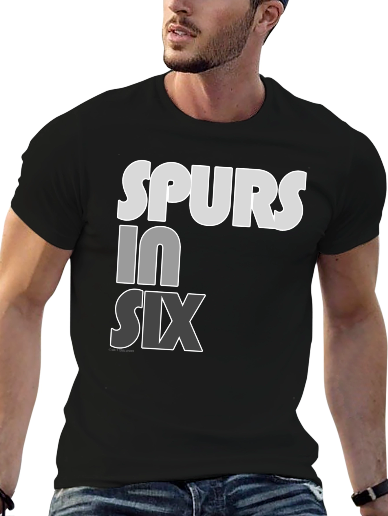 Spurs in Six T-Shirt - Black Cotton Blend