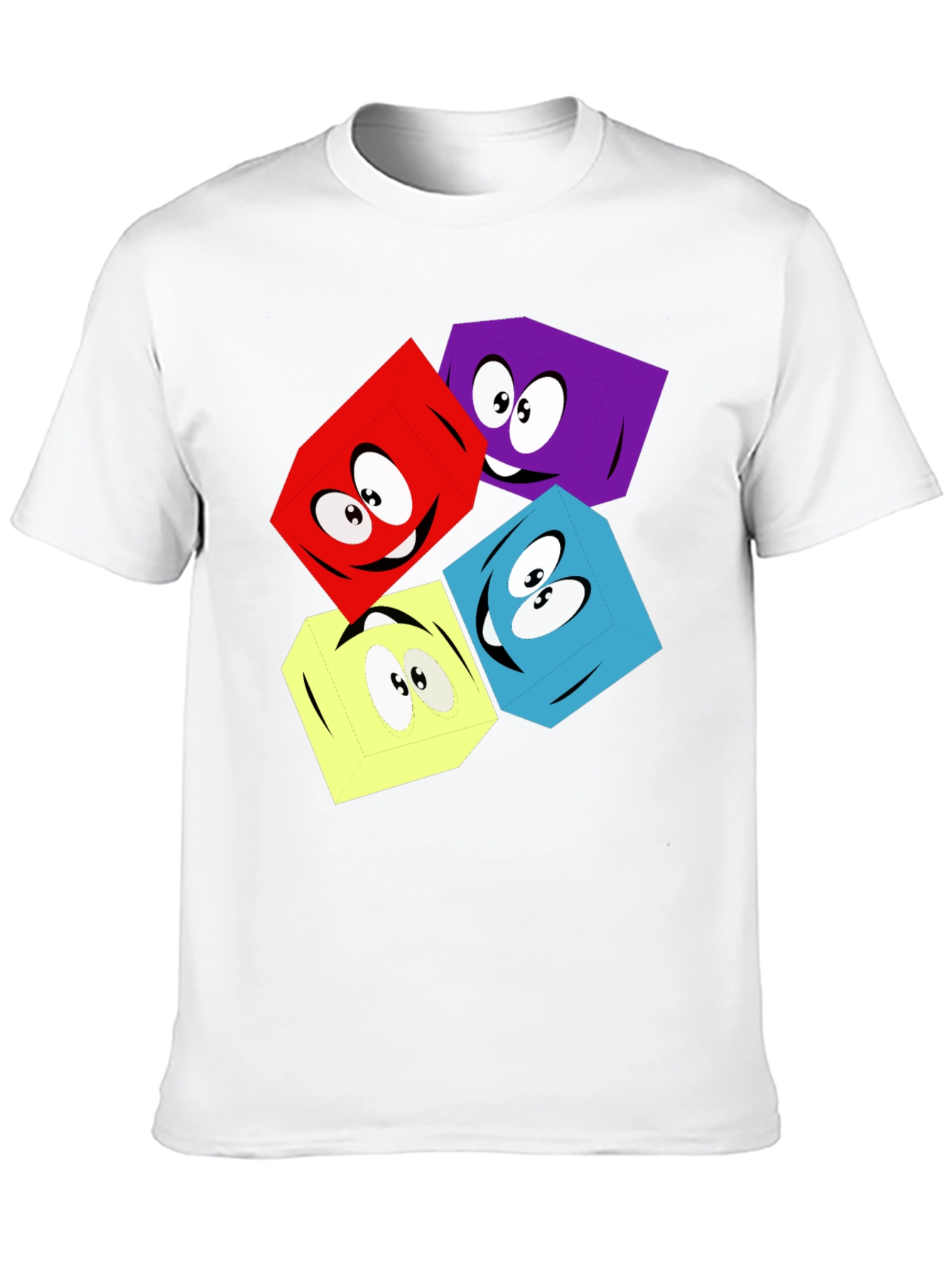 Cartoon Cubes Graphic T-Shirt - Black