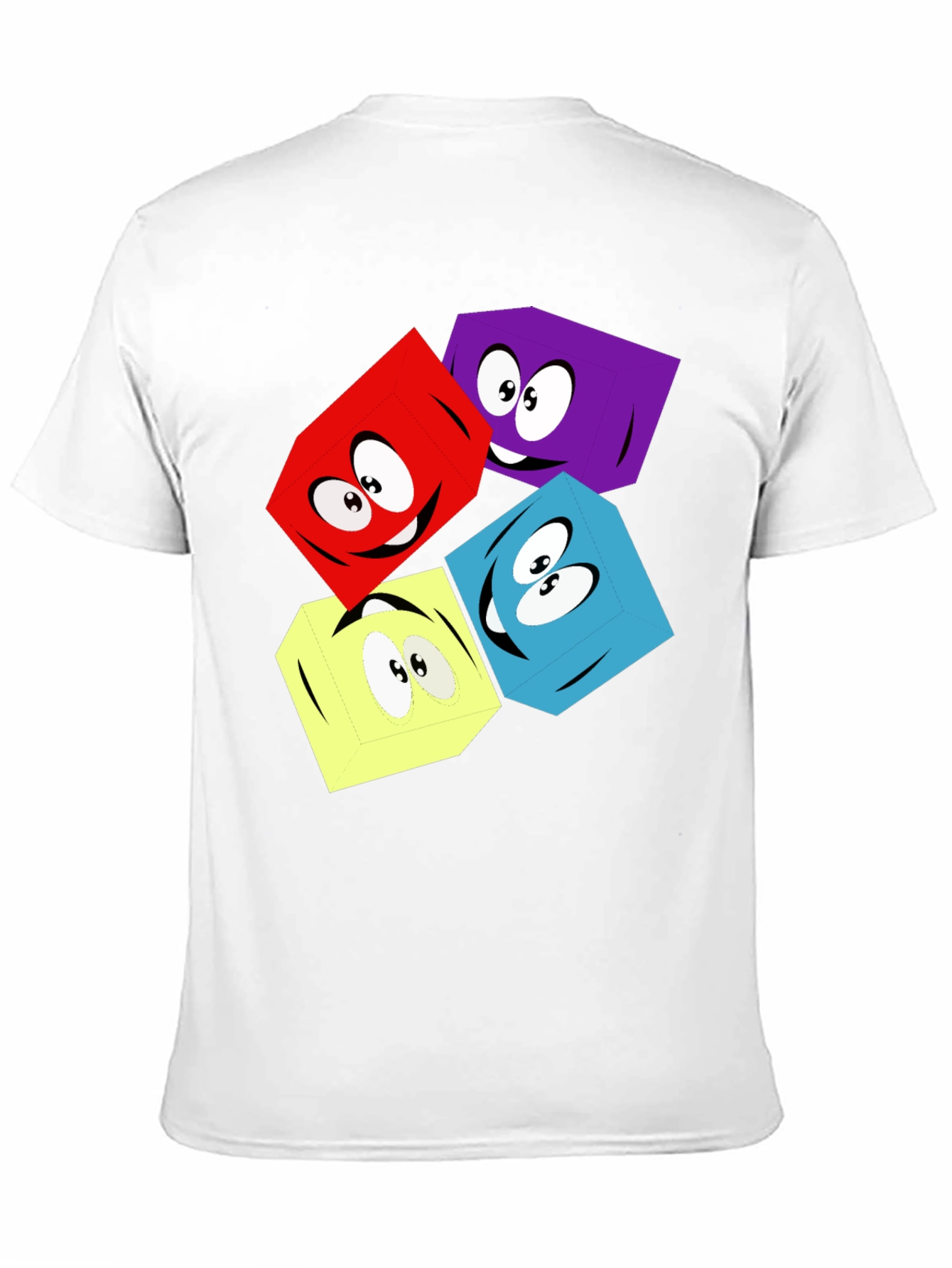 Cartoon Cubes Graphic T-Shirt - Black