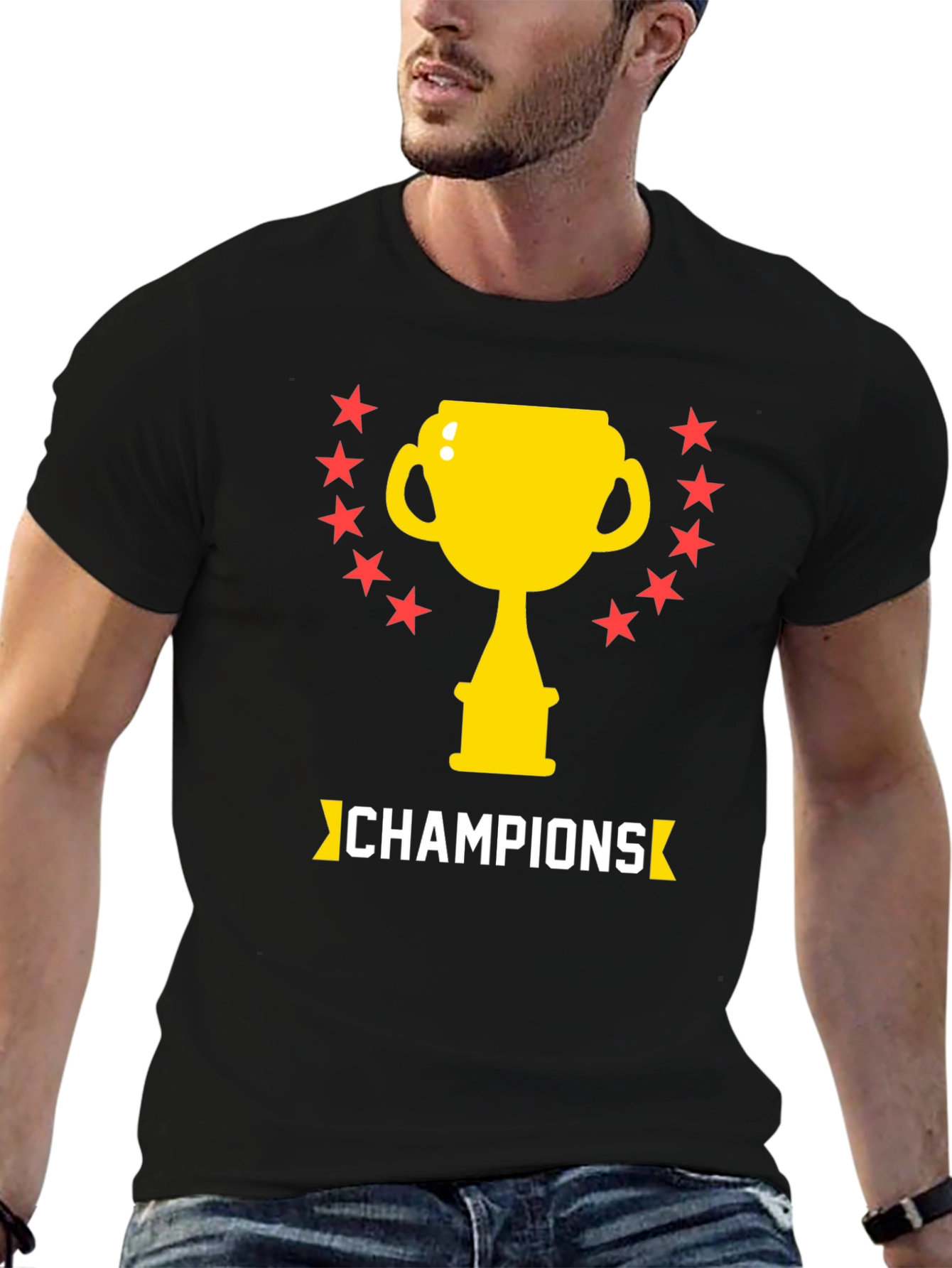 Champions Graphic Tee - Trophy & Stars Design
