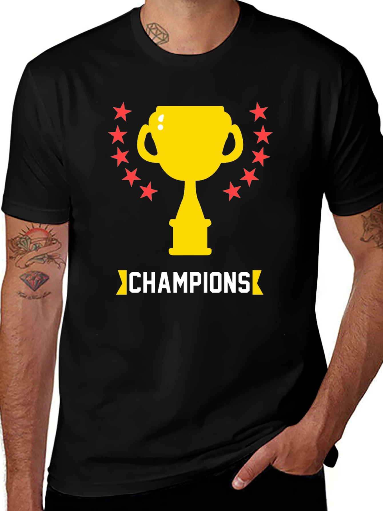 Champions Graphic Tee - Trophy & Stars Design