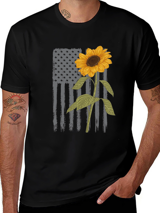 American Flag Sunflower Graphic Tee