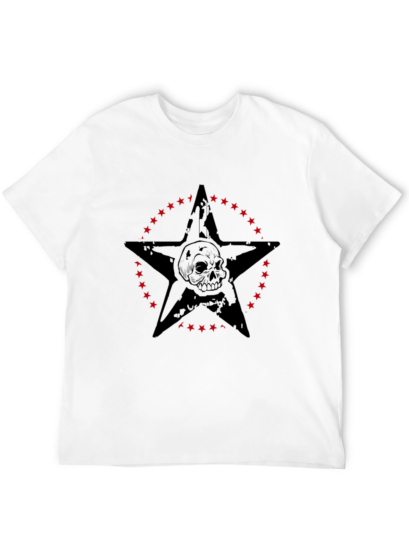 Skull Star Graphic Print Mens Black T-Shirt