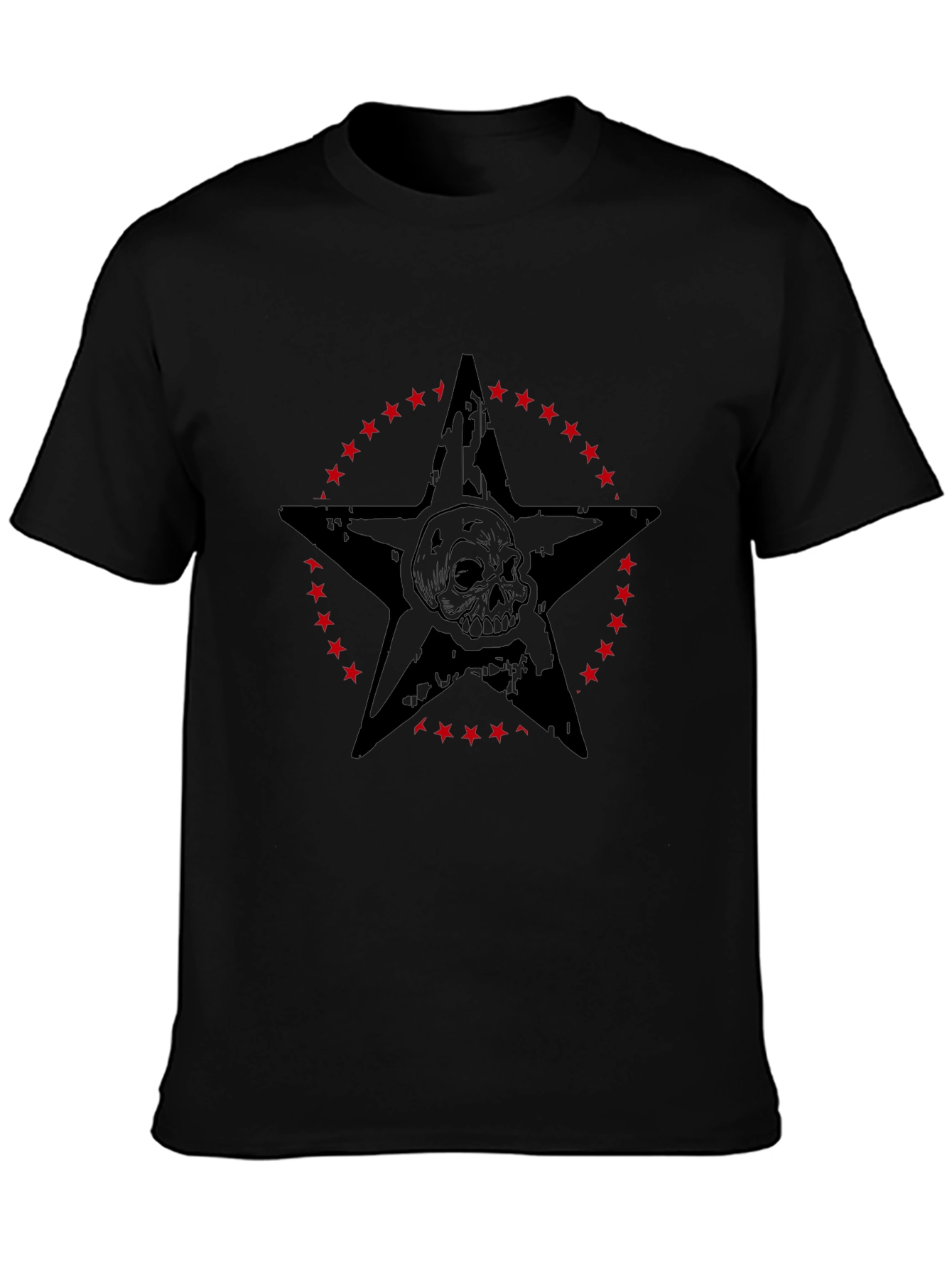 Skull Star Graphic Print Mens Black T-Shirt