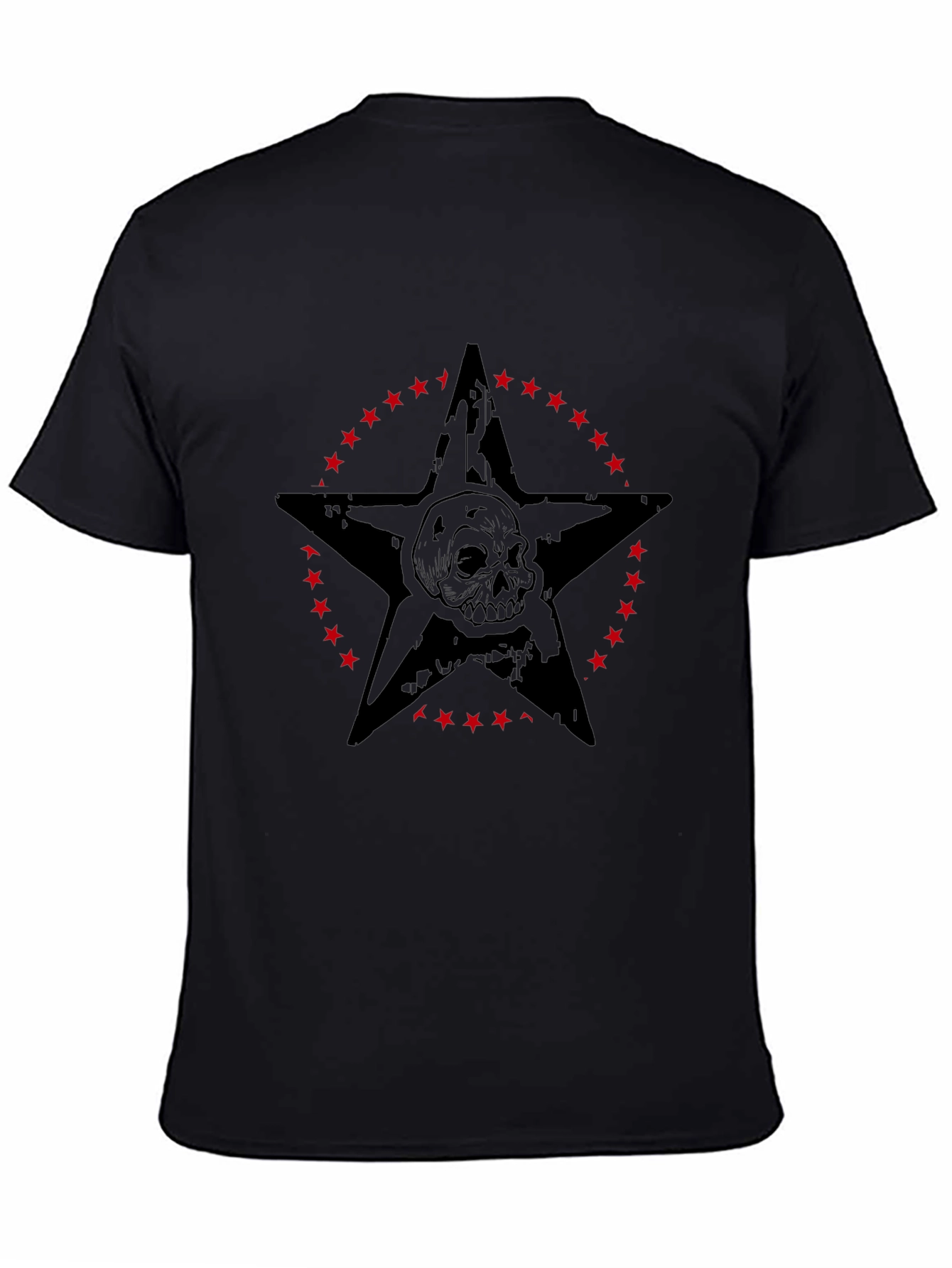 Skull Star Graphic Print Mens Black T-Shirt