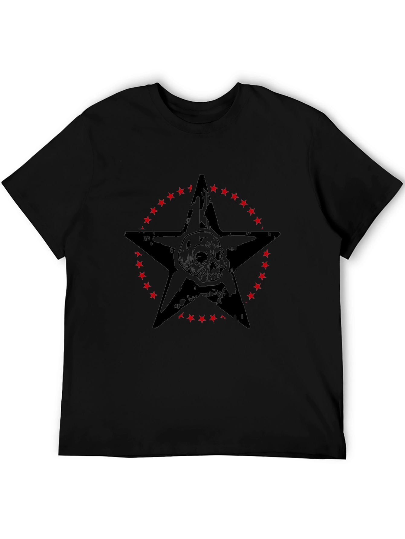 Skull Star Graphic Print Mens Black T-Shirt