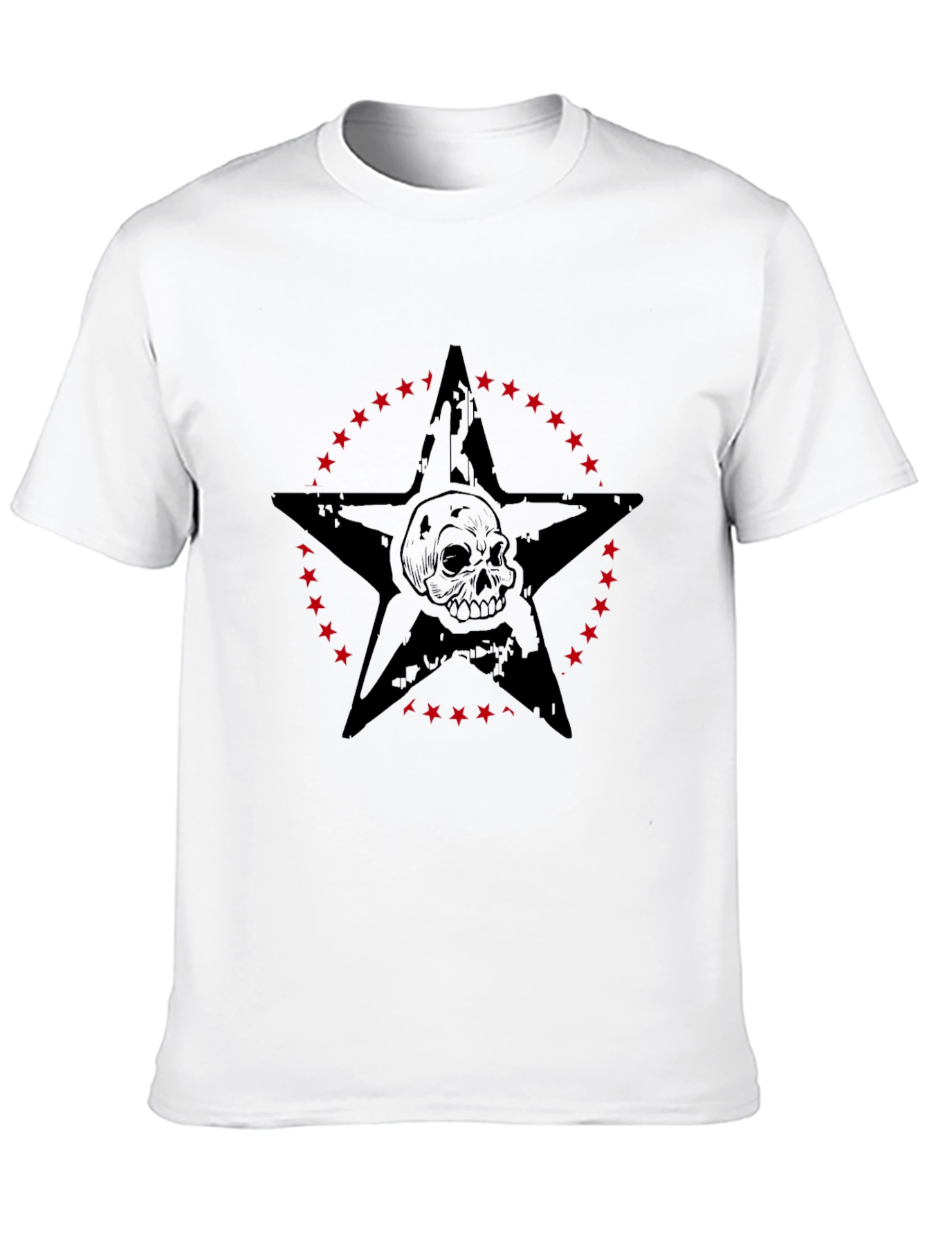 Skull Star Graphic Print Mens Black T-Shirt